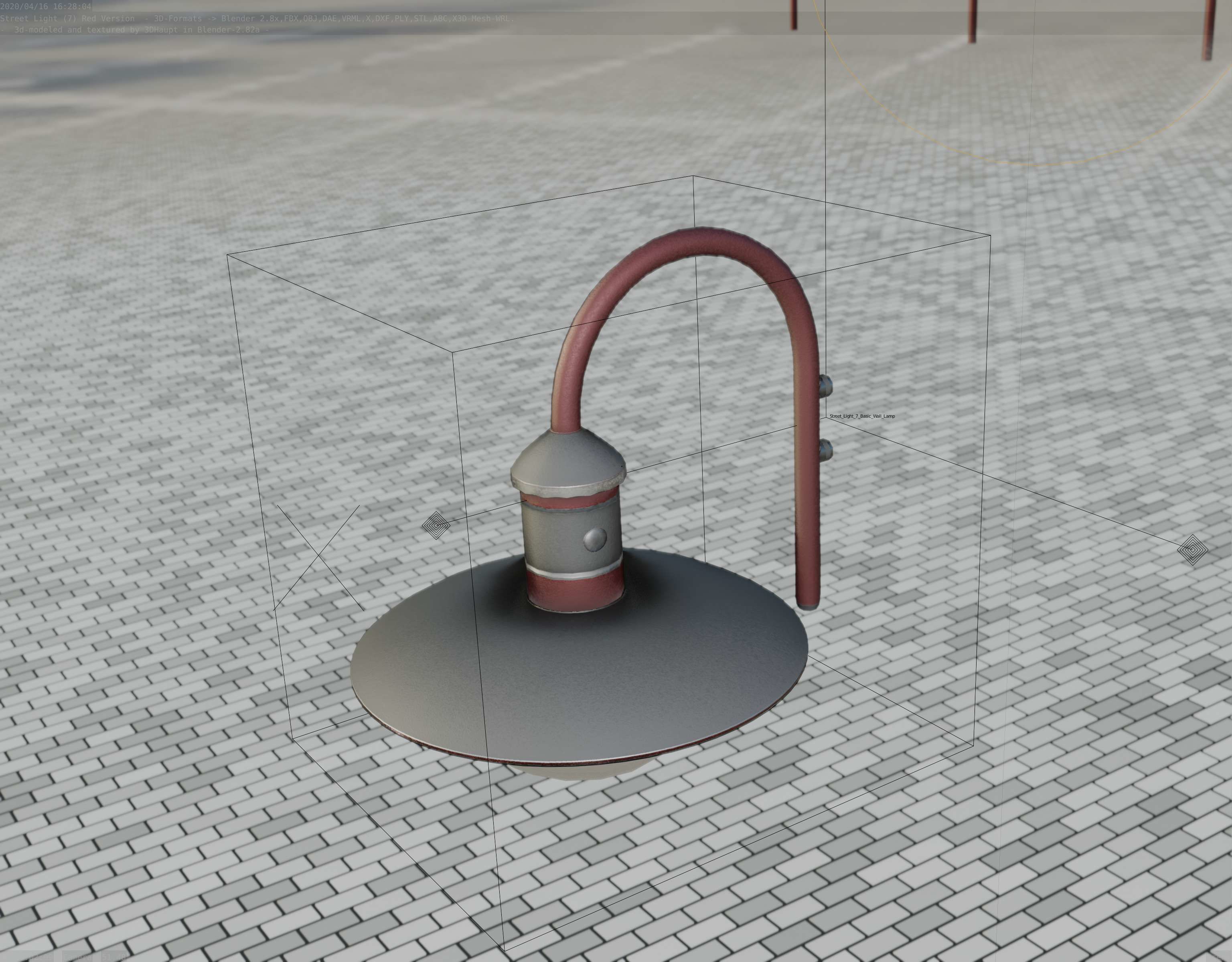  Street Light -7- Red Version - For Walls Low-poly 3D model_70