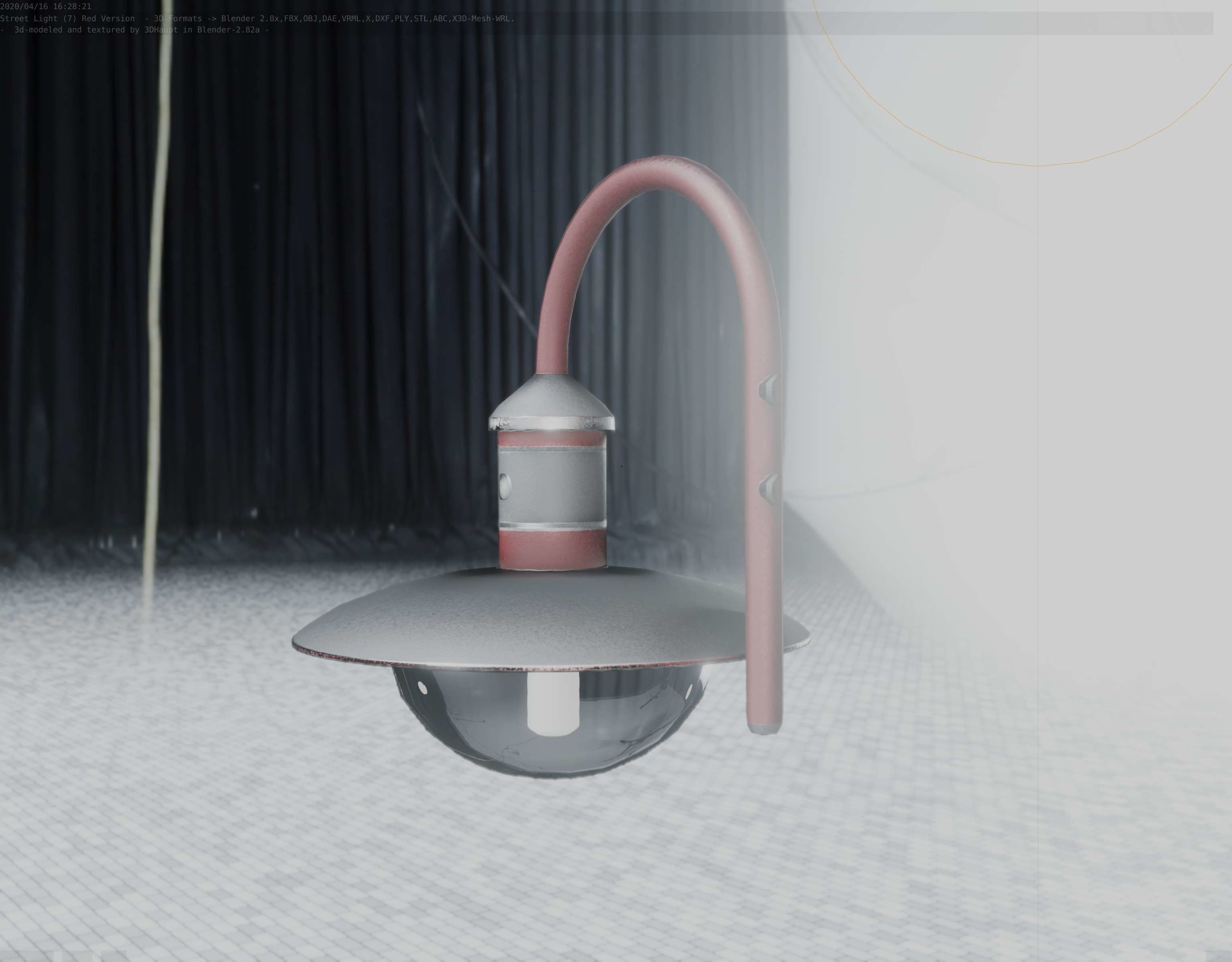  Street Light -7- Red Version - For Walls Low-poly 3D model_82