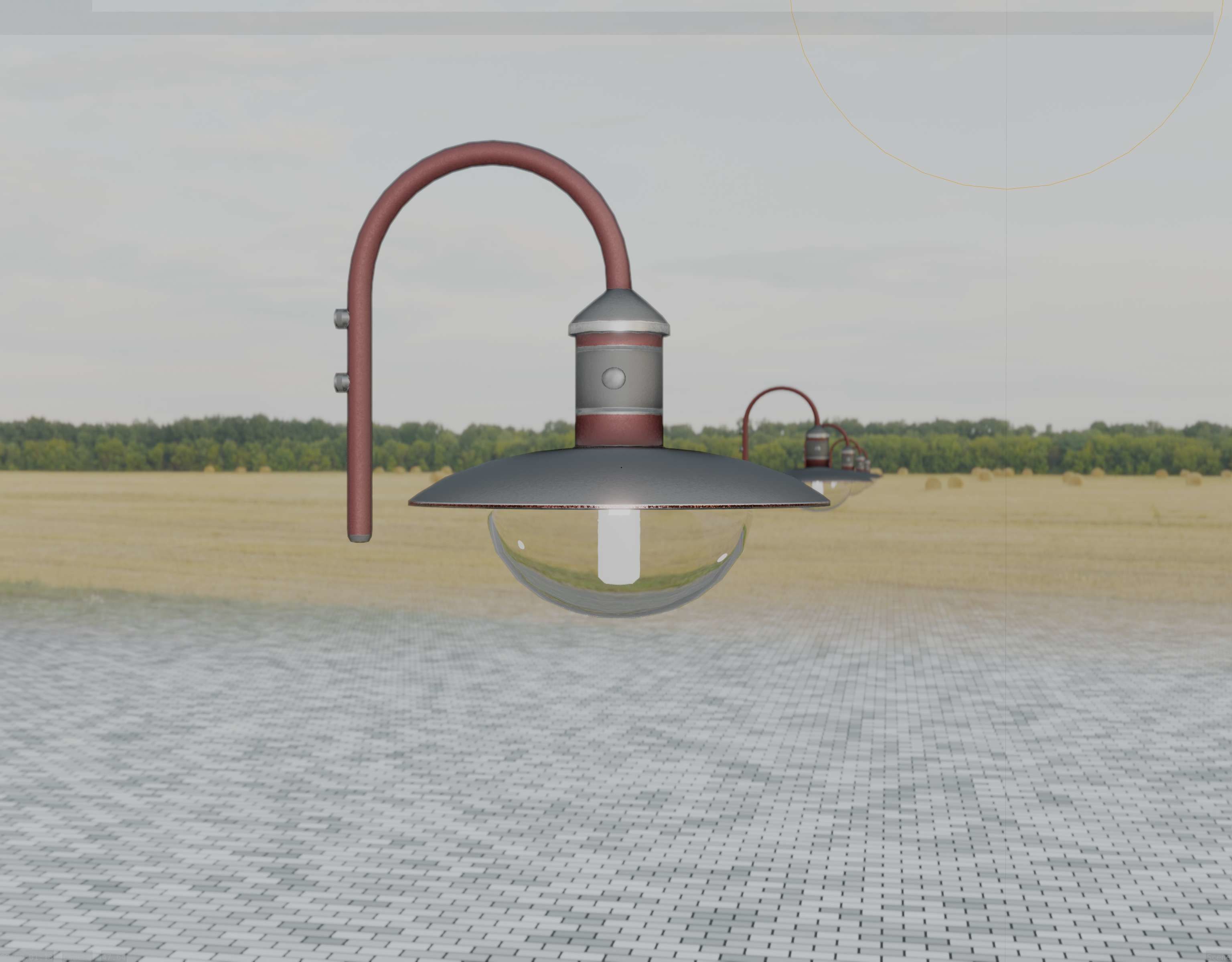  Street Light -7- Red Version - For Walls Low-poly 3D model_50