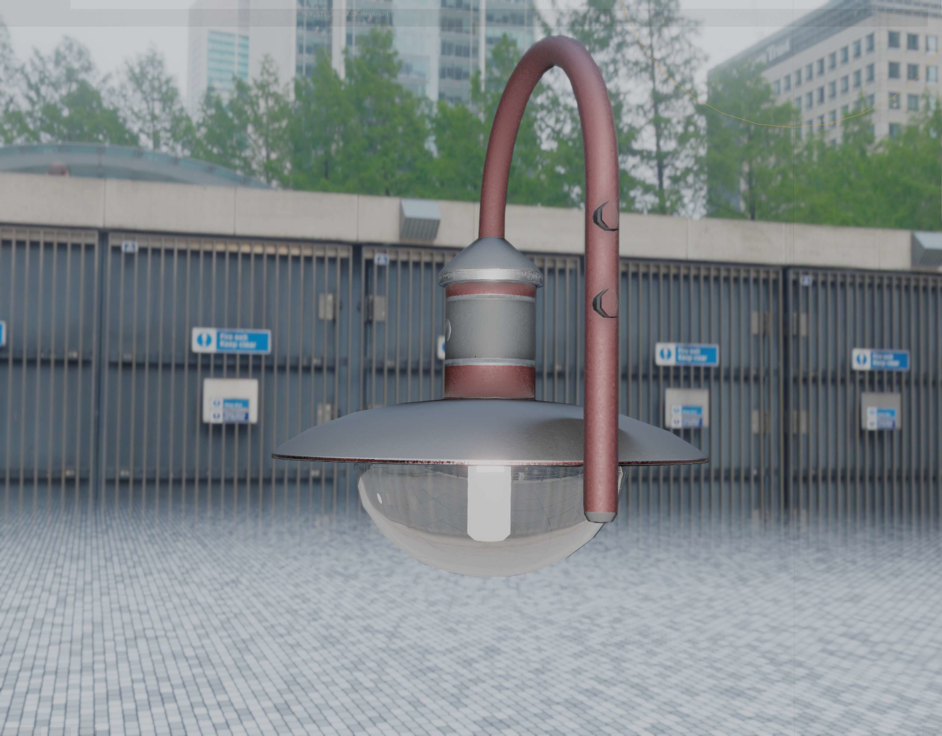  Street Light -7- Red Version - For Walls Low-poly 3D model_86