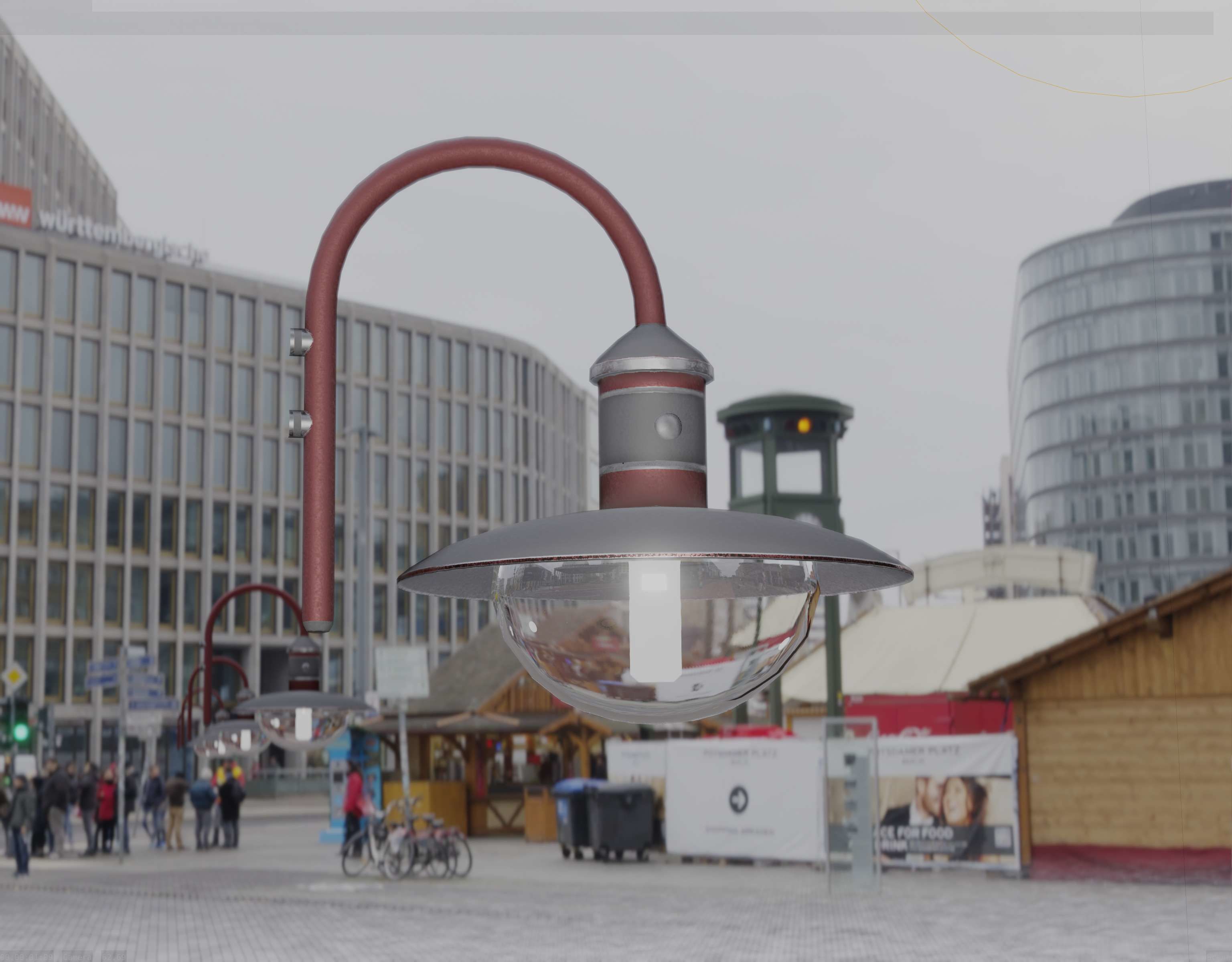  Street Light -7- Red Version - For Walls Low-poly 3D model_46