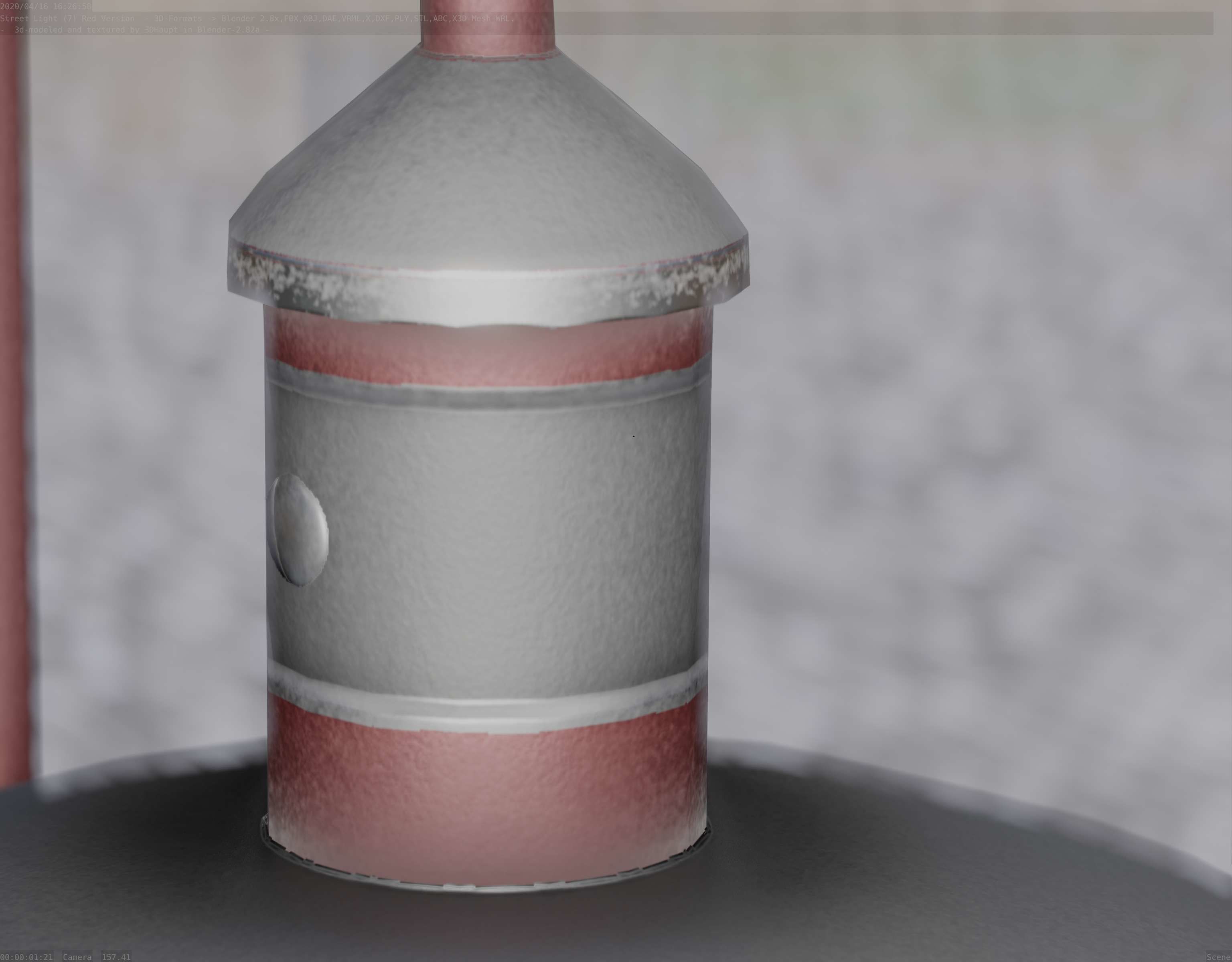  Street Light -7- Red Version - For Walls Low-poly 3D model_58