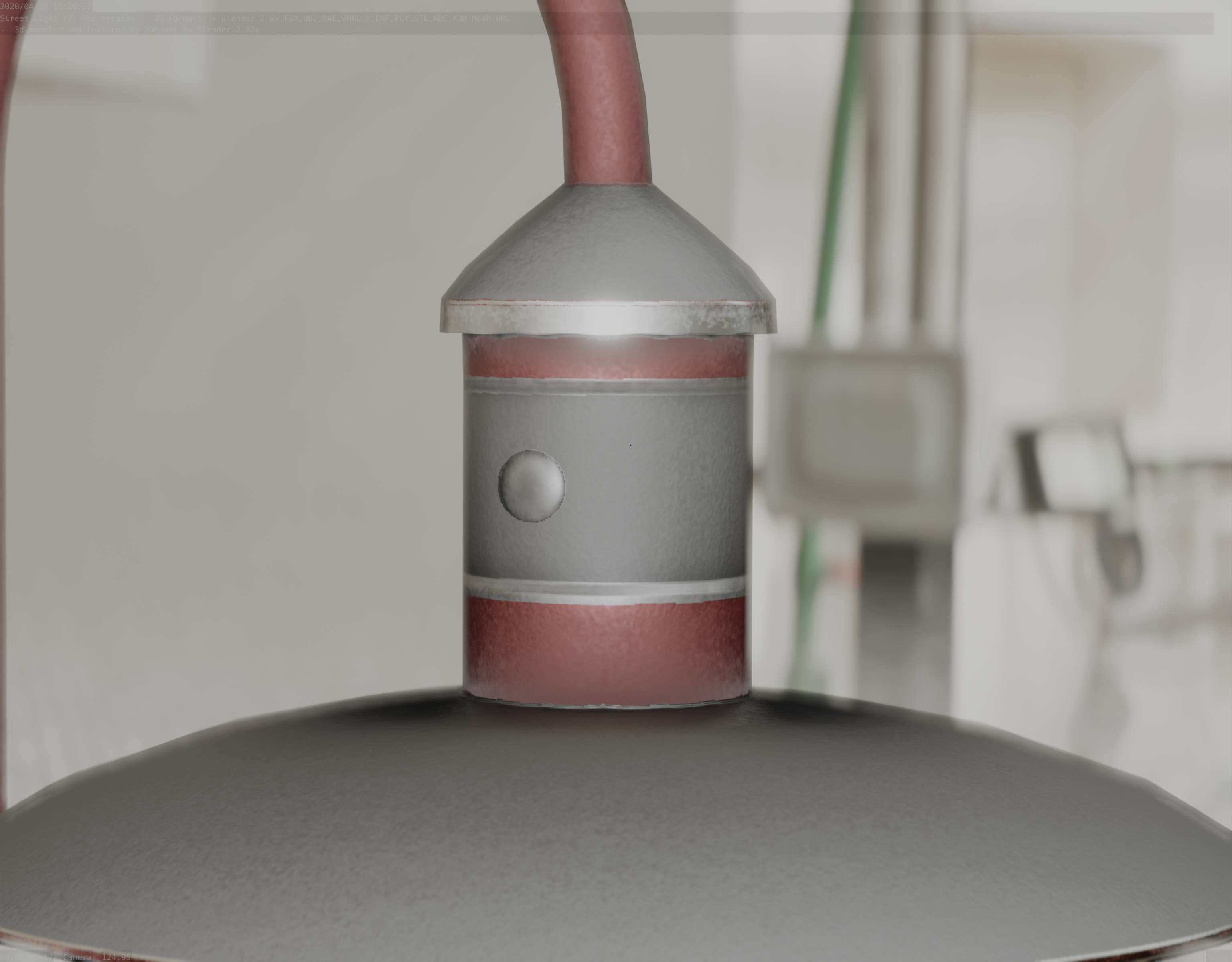  Street Light -7- Red Version - For Walls Low-poly 3D model_54