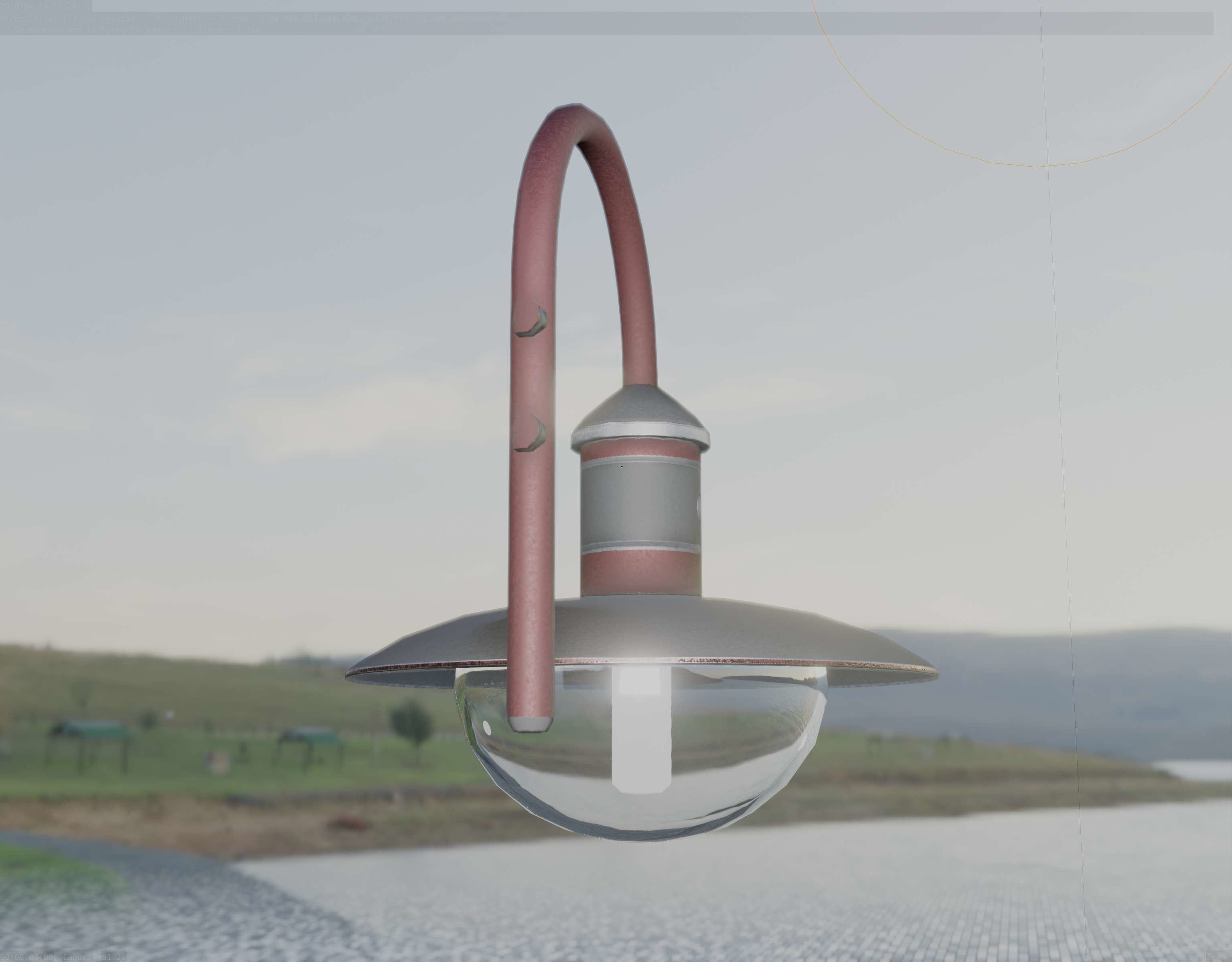  Street Light -7- Red Version - For Walls Low-poly 3D model_94