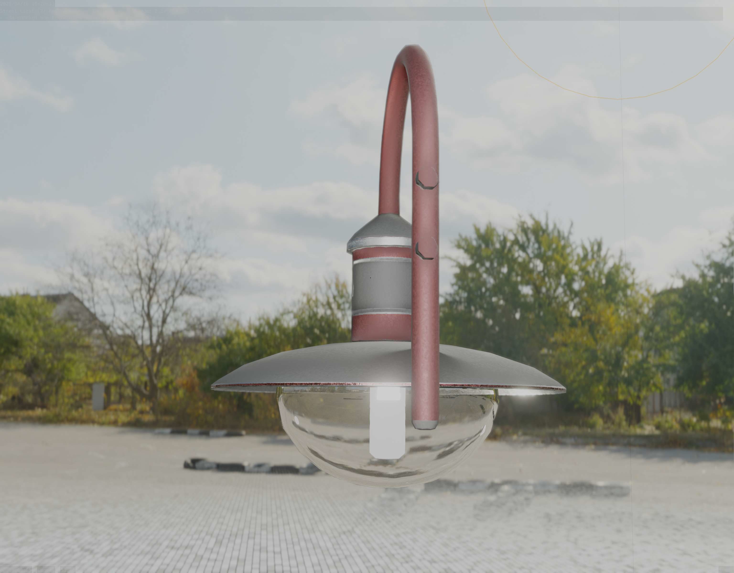  Street Light -7- Red Version - For Walls Low-poly 3D model_90