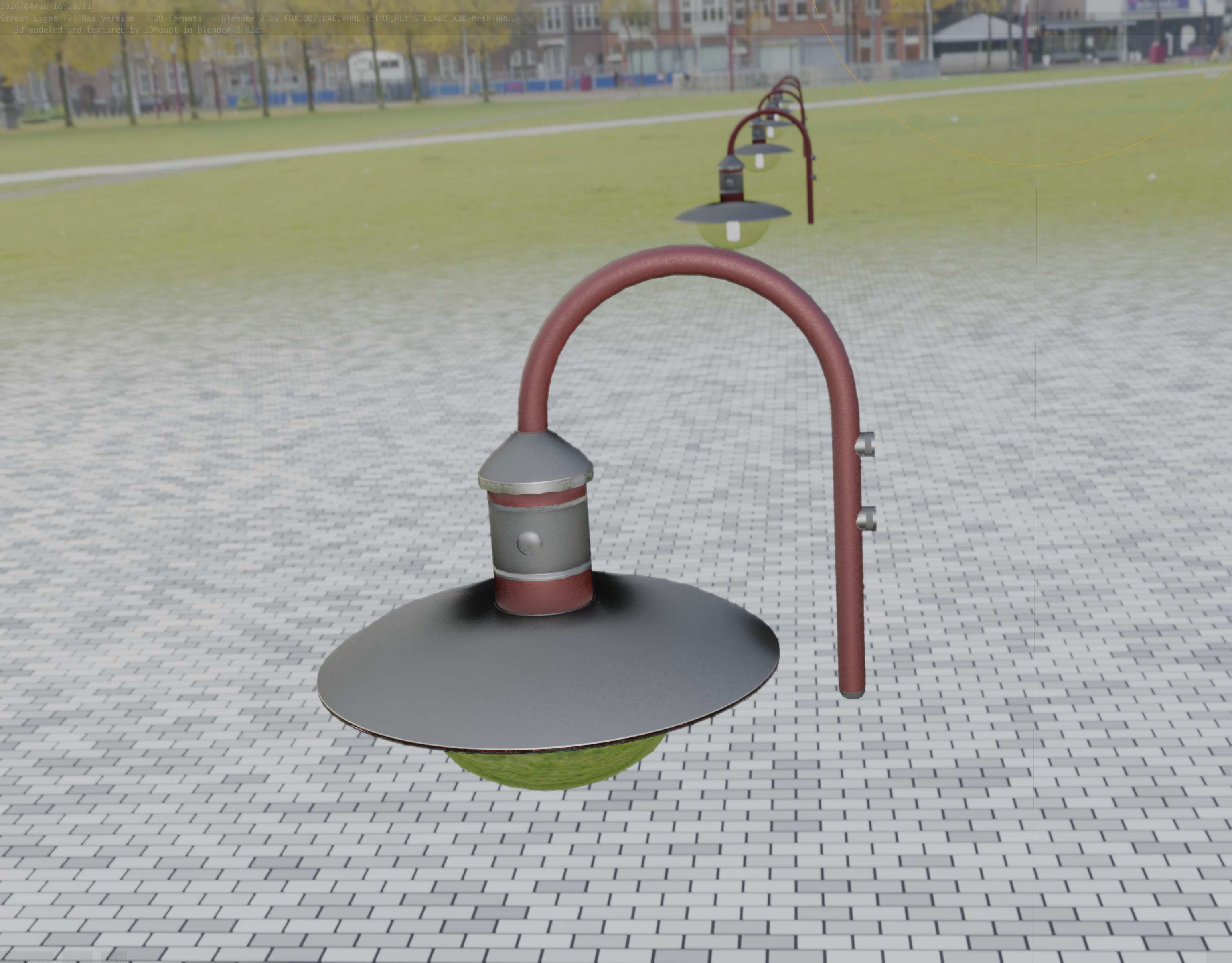  Street Light -7- Red Version - For Walls Low-poly 3D model_75