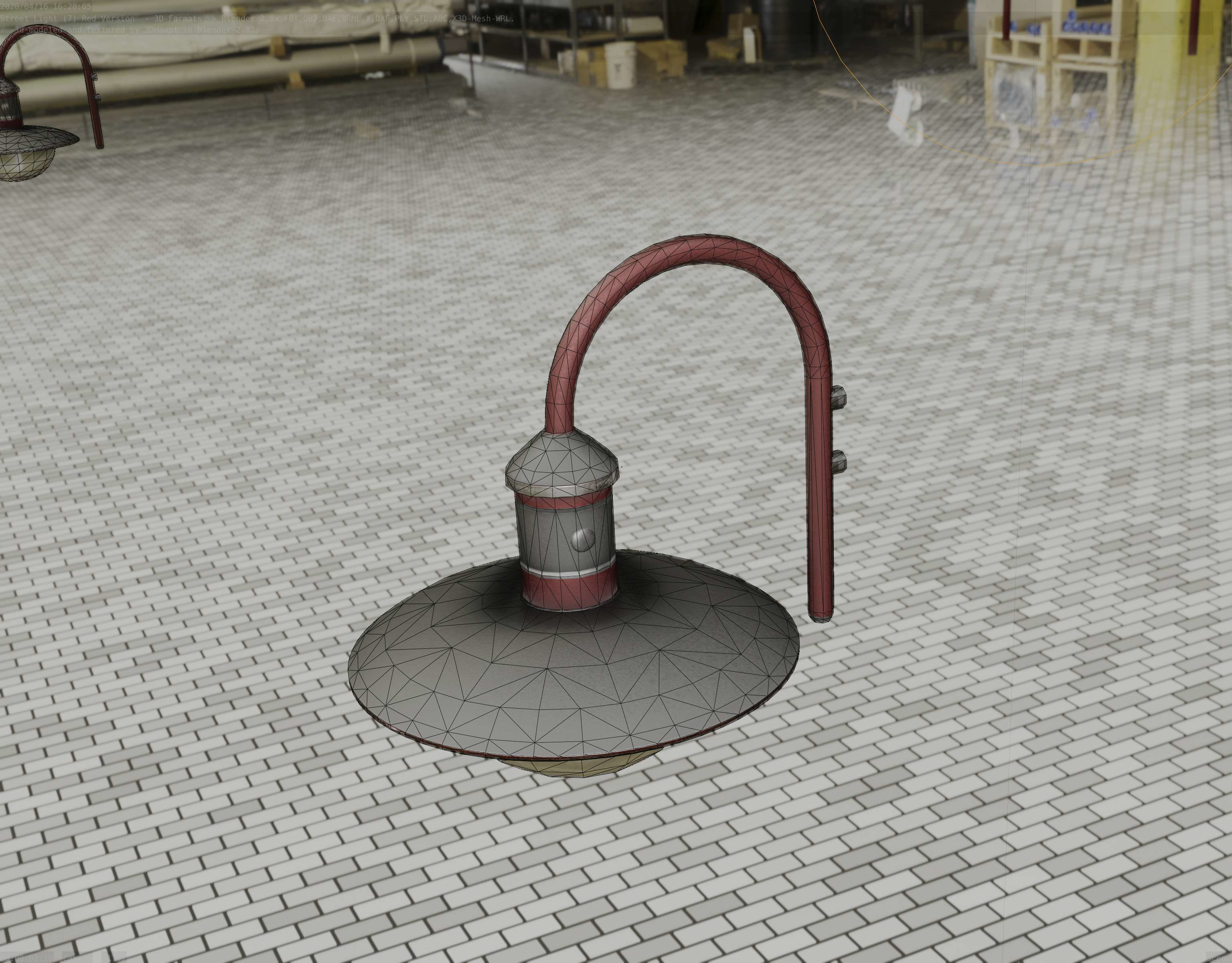  Street Light -7- Red Version - For Walls Low-poly 3D model_71