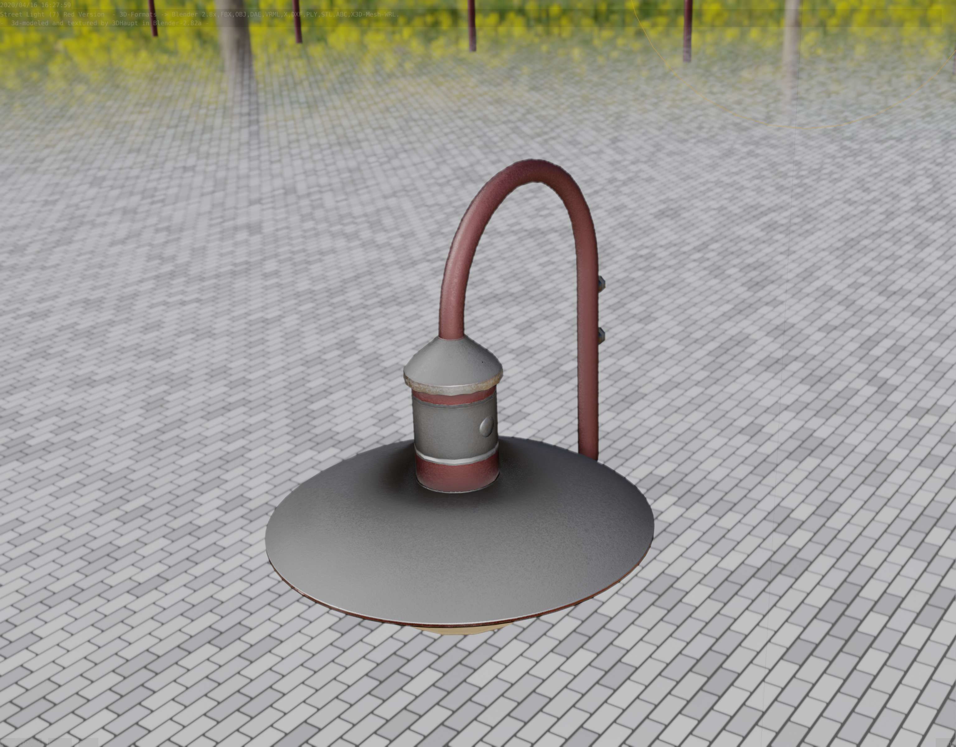  Street Light -7- Red Version - For Walls Low-poly 3D model_67