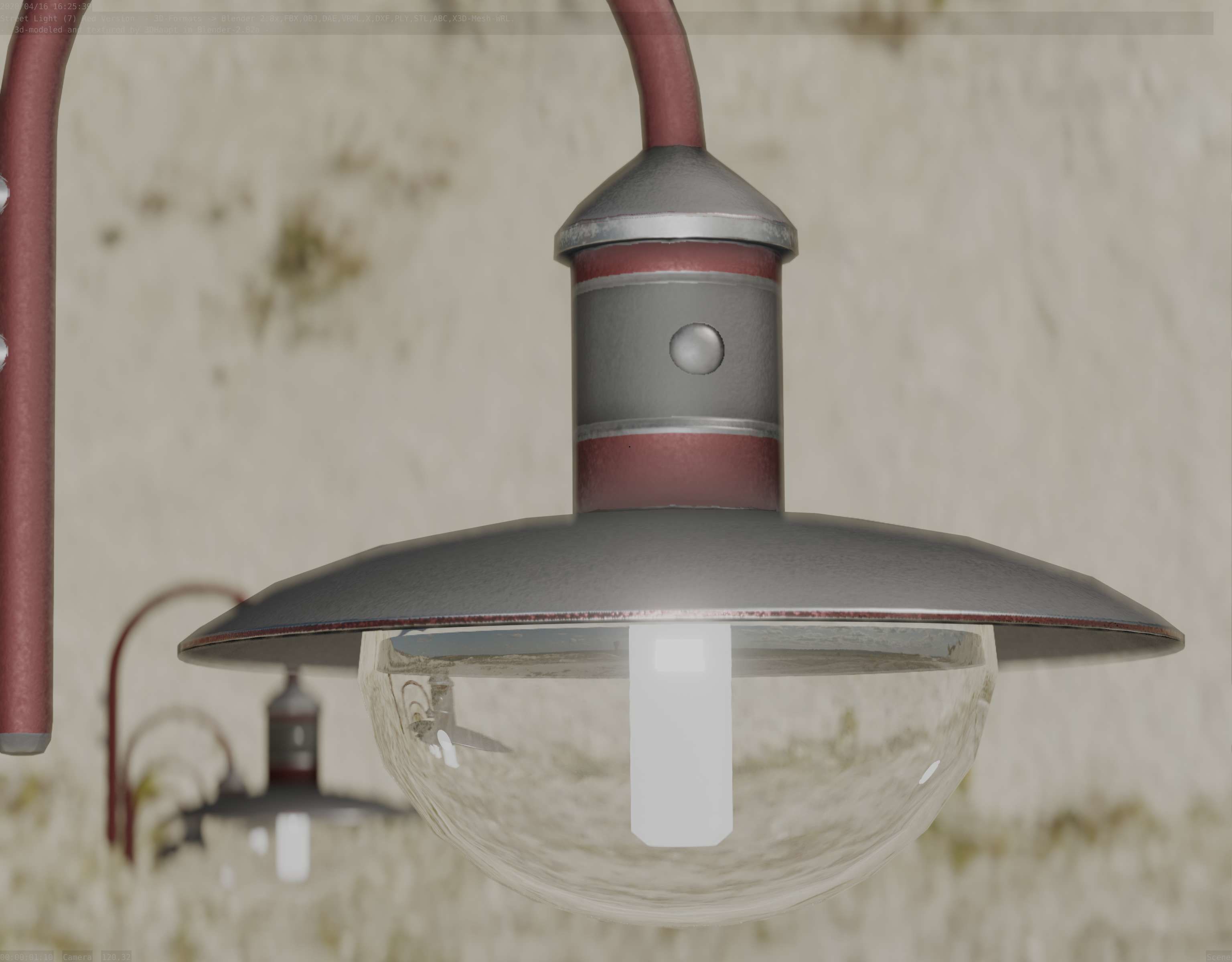  Street Light -7- Red Version - For Walls Low-poly 3D model_47