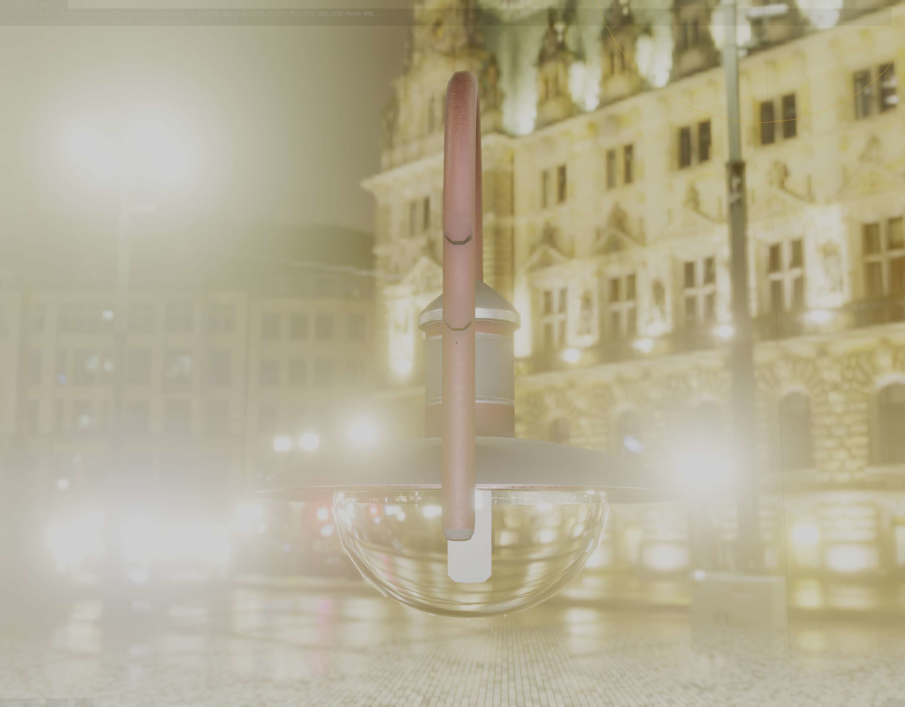  Street Light -7- Red Version - For Walls Low-poly 3D model_92