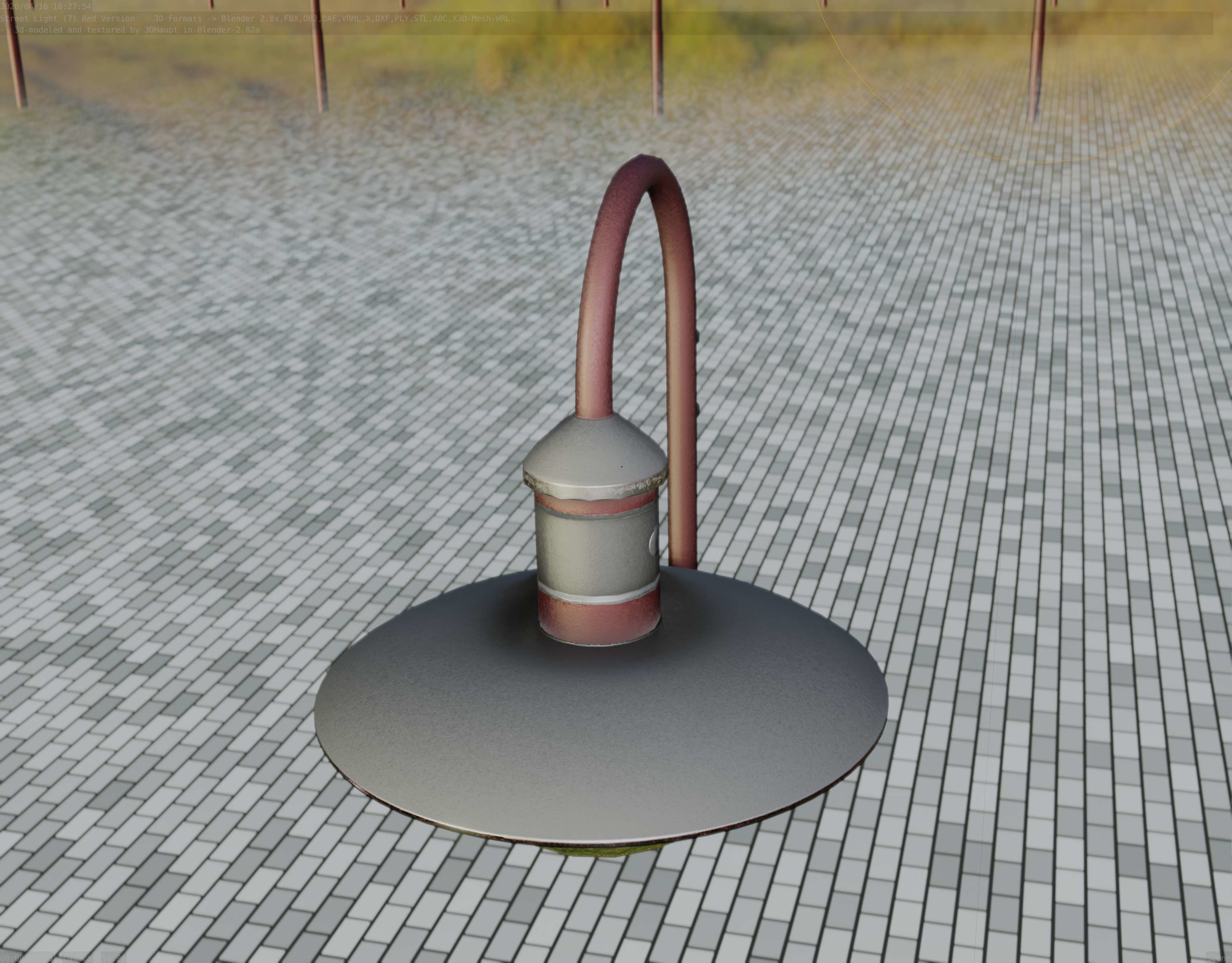  Street Light -7- Red Version - For Walls Low-poly 3D model_64