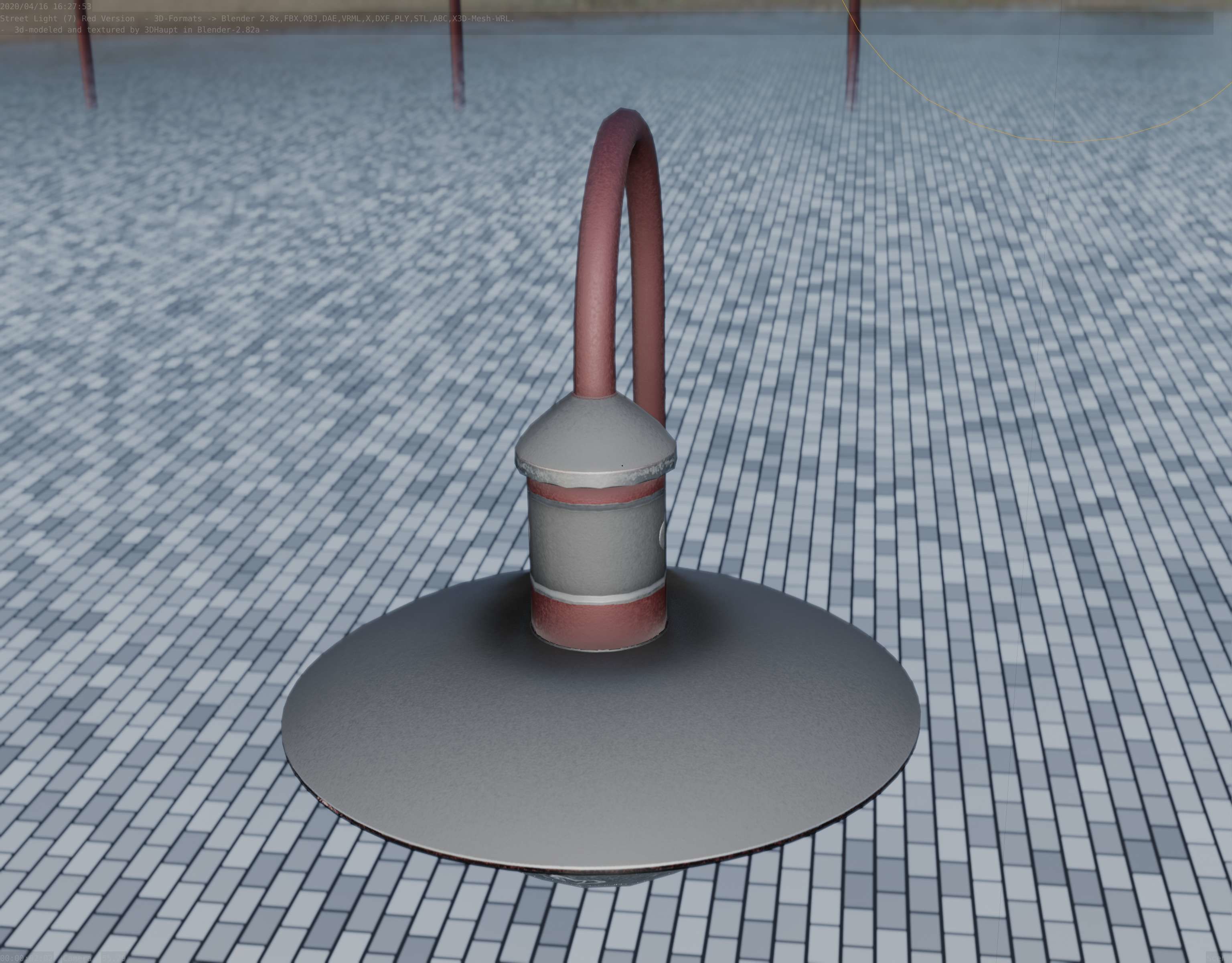  Street Light -7- Red Version - For Walls Low-poly 3D model_63