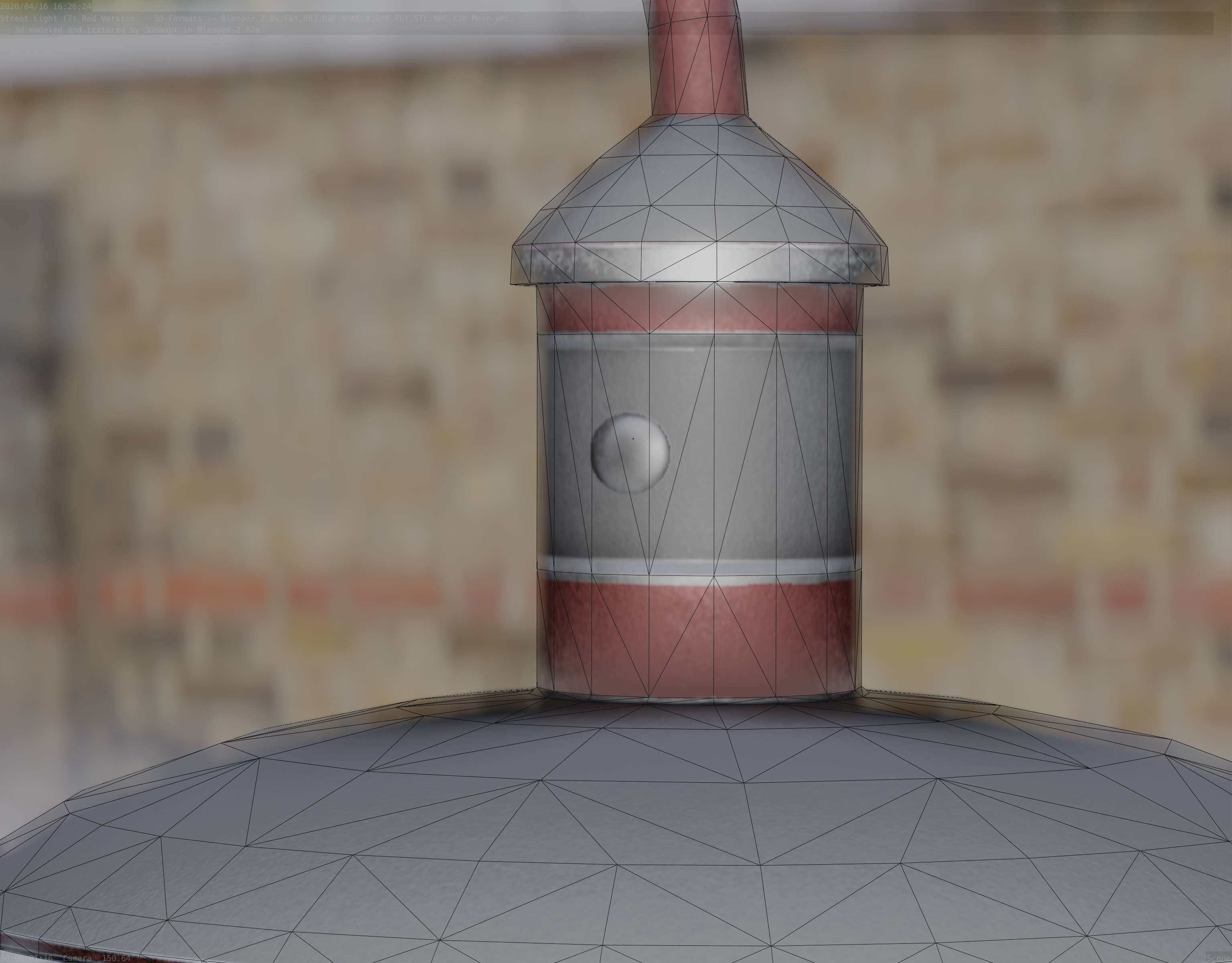  Street Light -7- Red Version - For Walls Low-poly 3D model_53