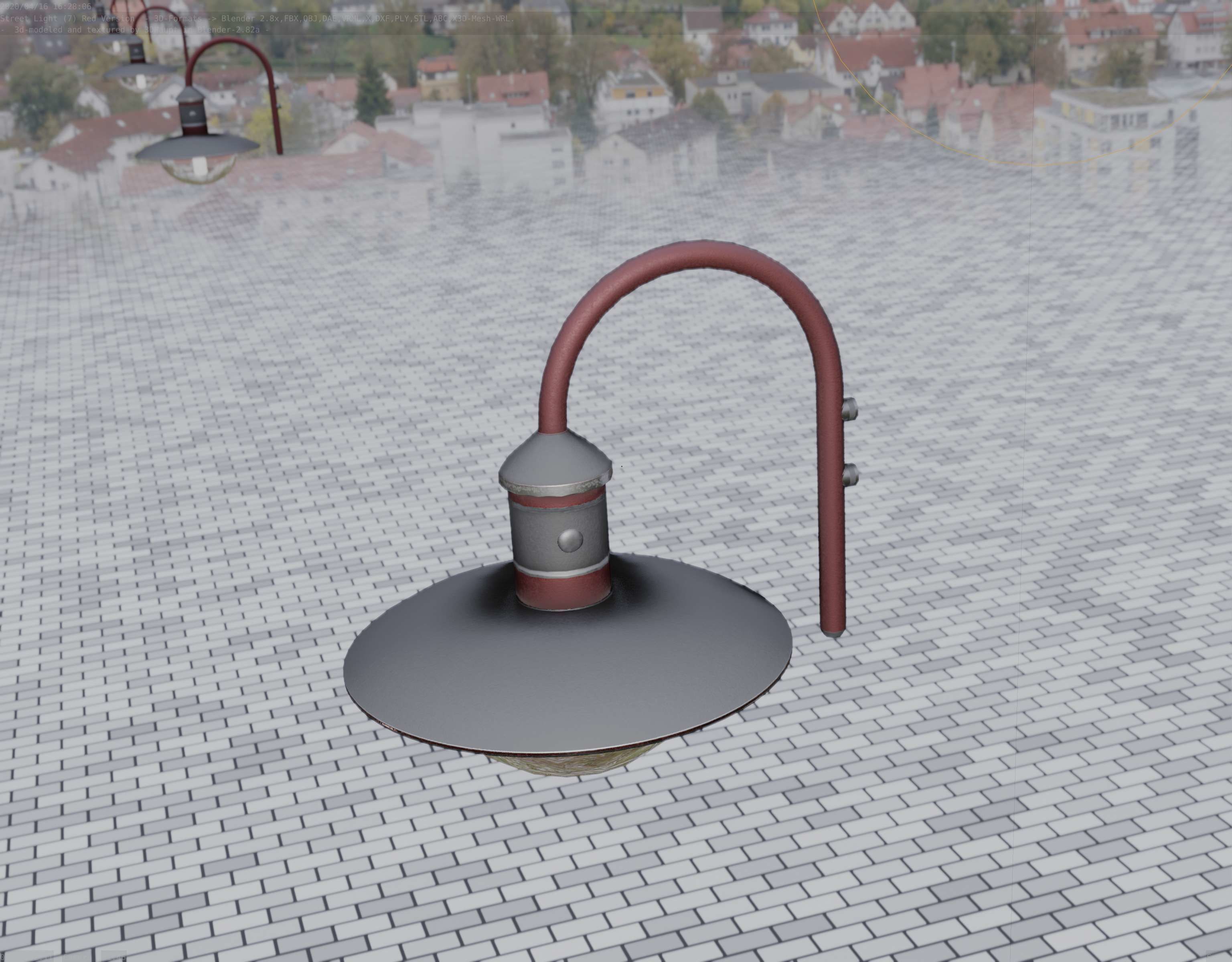  Street Light -7- Red Version - For Walls Low-poly 3D model_72