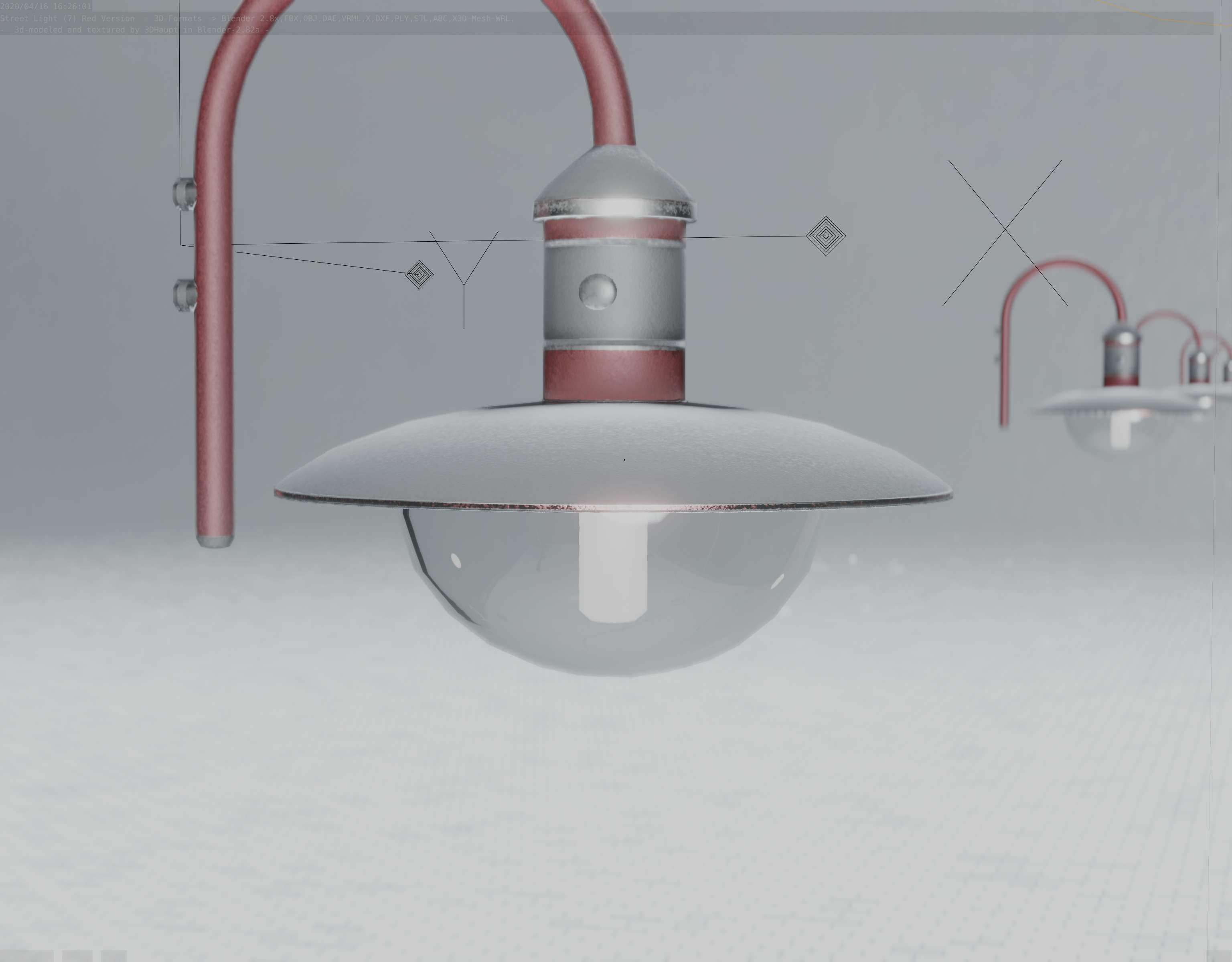  Street Light -7- Red Version - For Walls Low-poly 3D model_51