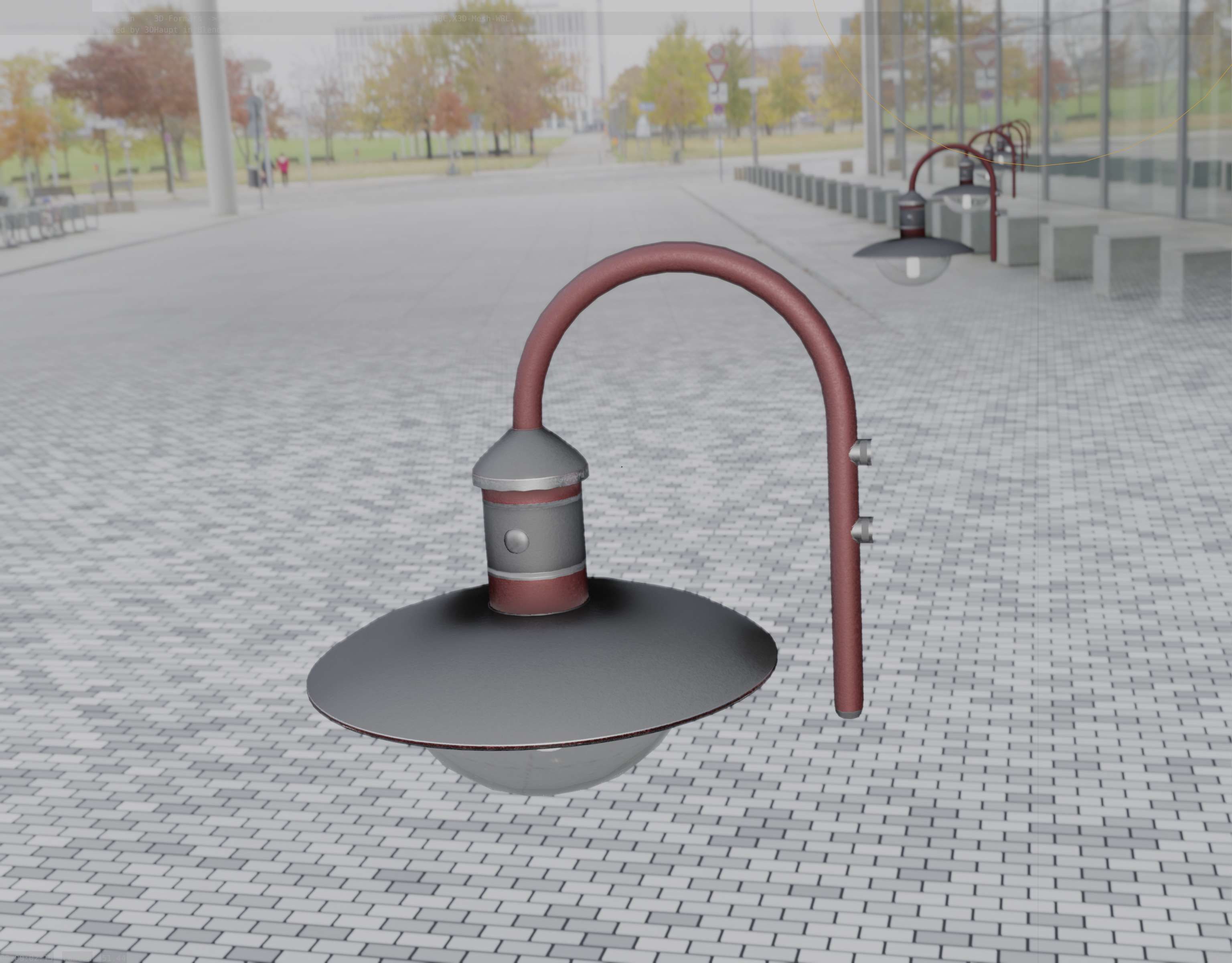  Street Light -7- Red Version - For Walls Low-poly 3D model_76