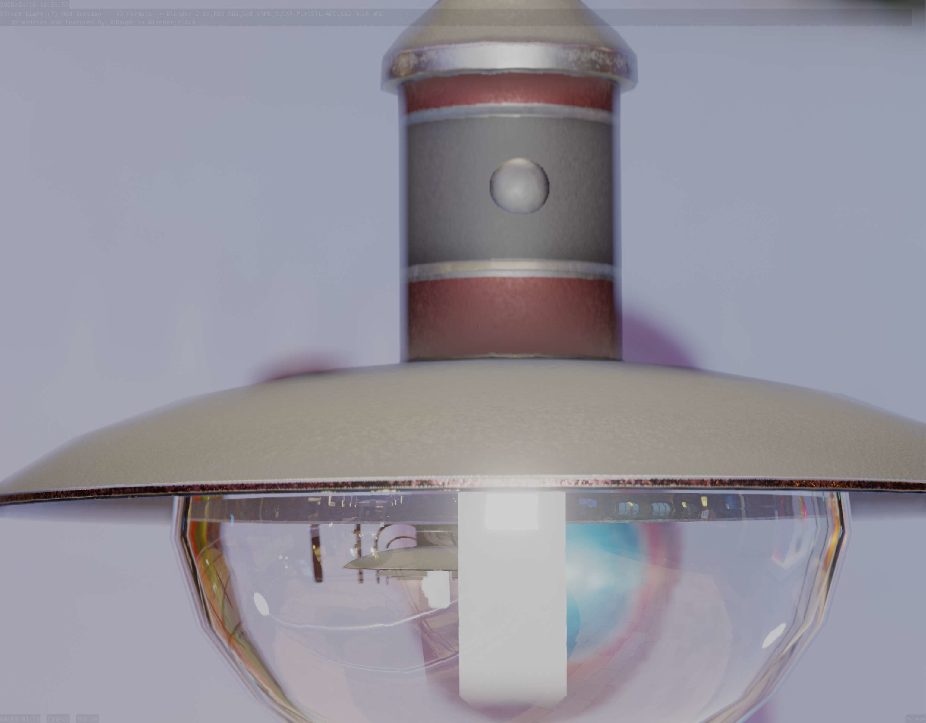  Street Light -7- Red Version - For Walls Low-poly 3D model_48