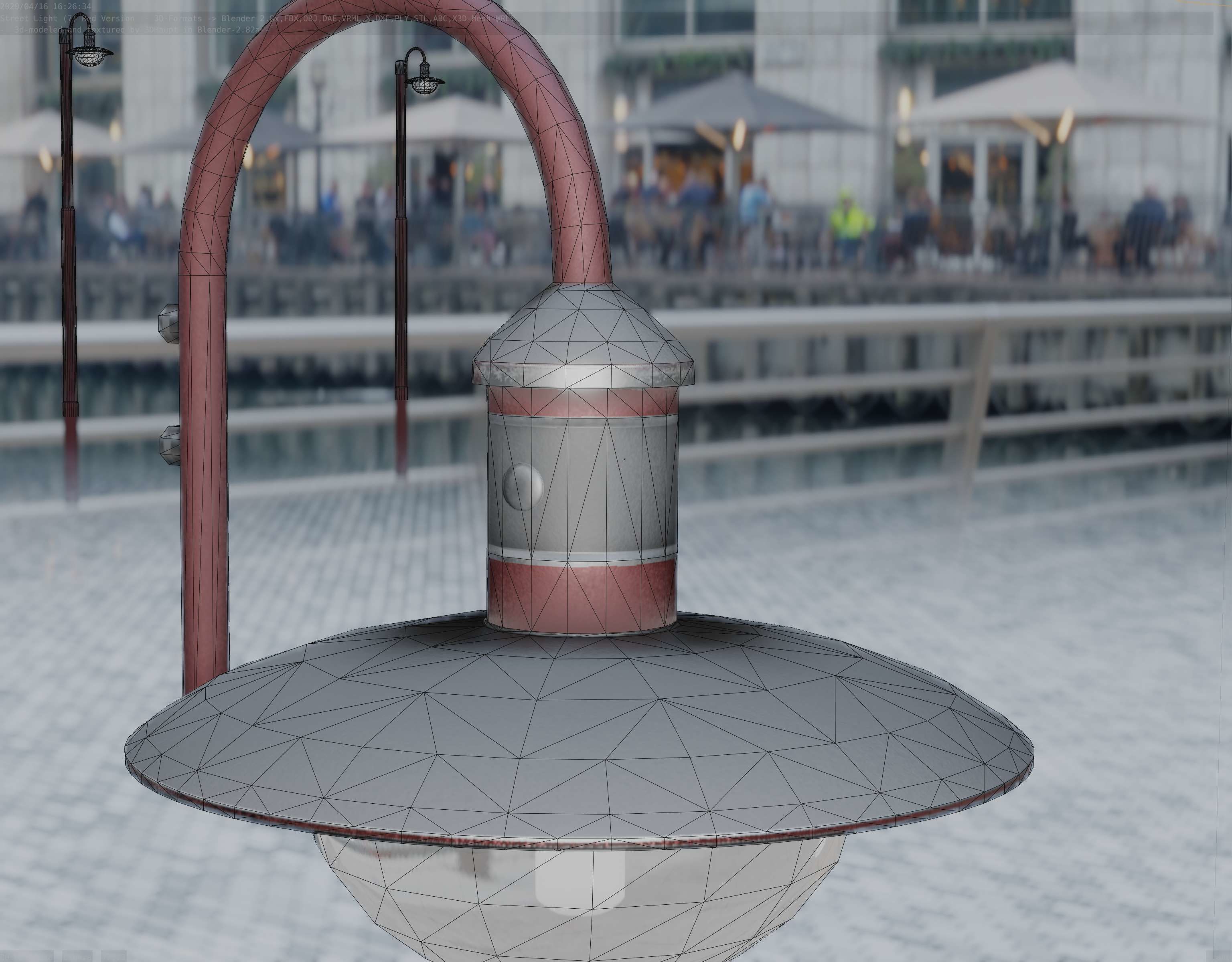  Street Light -7- Red Version - For Walls Low-poly 3D model_55