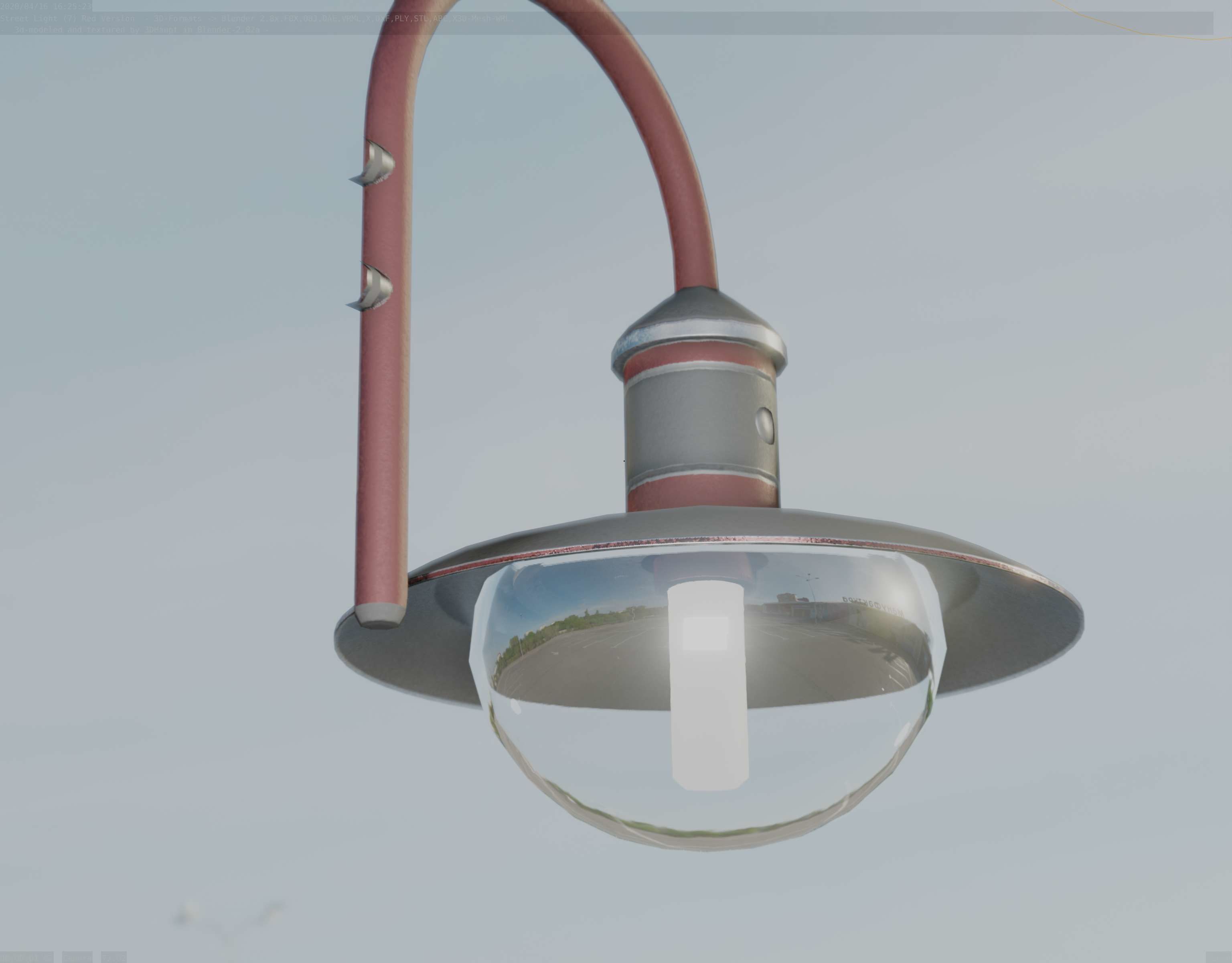  Street Light -7- Red Version - For Walls Low-poly 3D model_39
