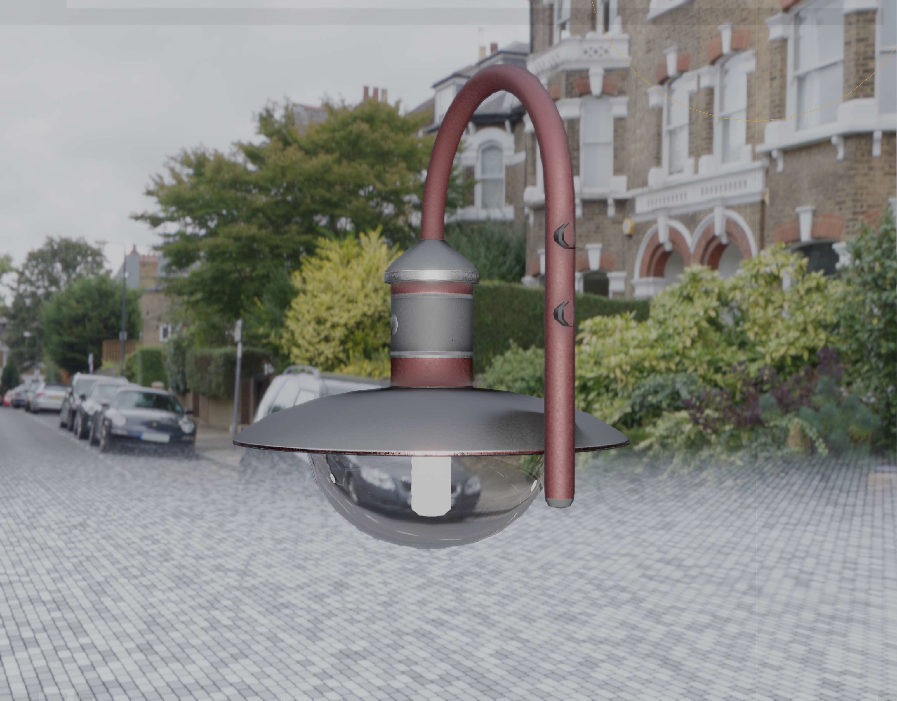  Street Light -7- Red Version - For Walls Low-poly 3D model_84