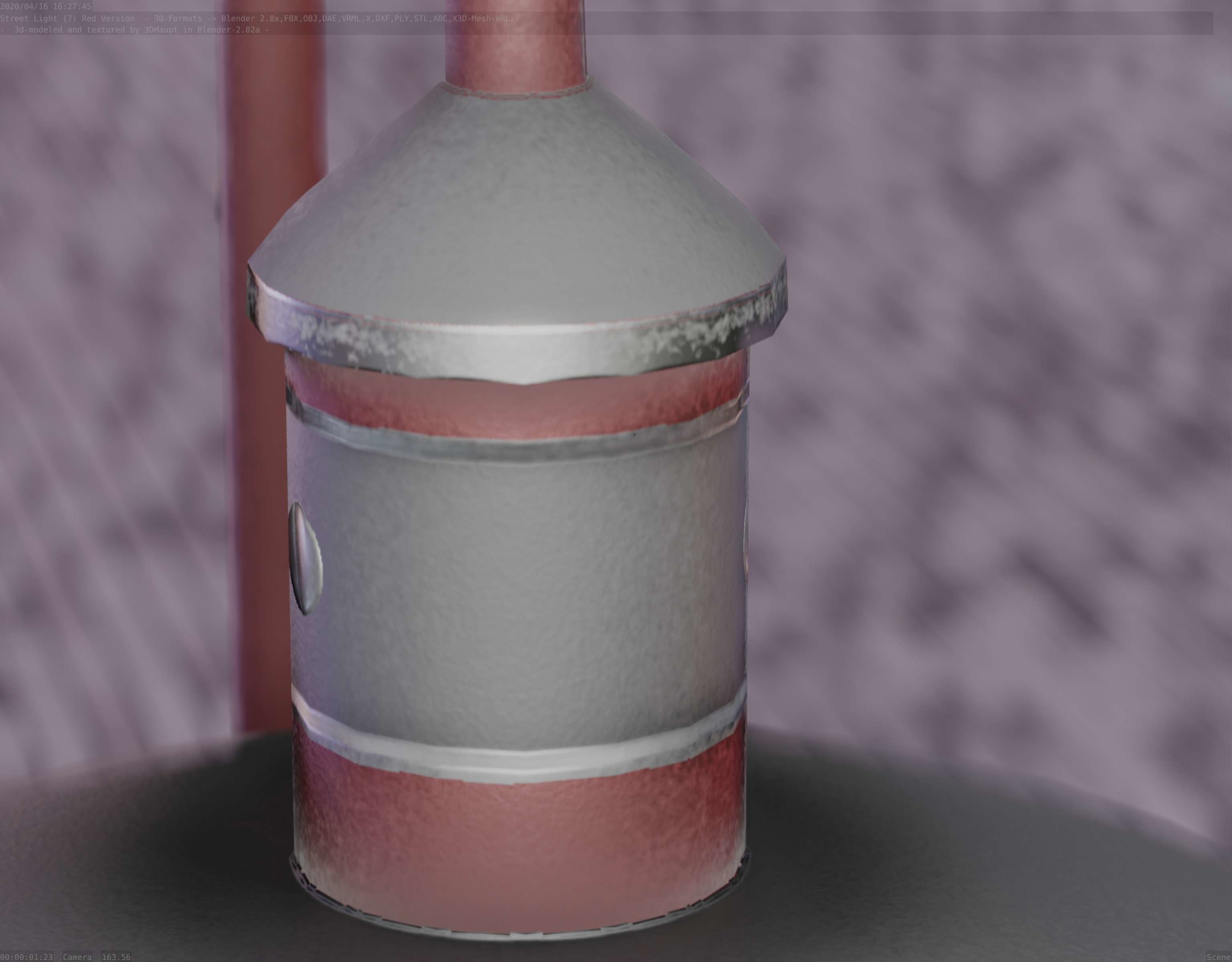  Street Light -7- Red Version - For Walls Low-poly 3D model_60