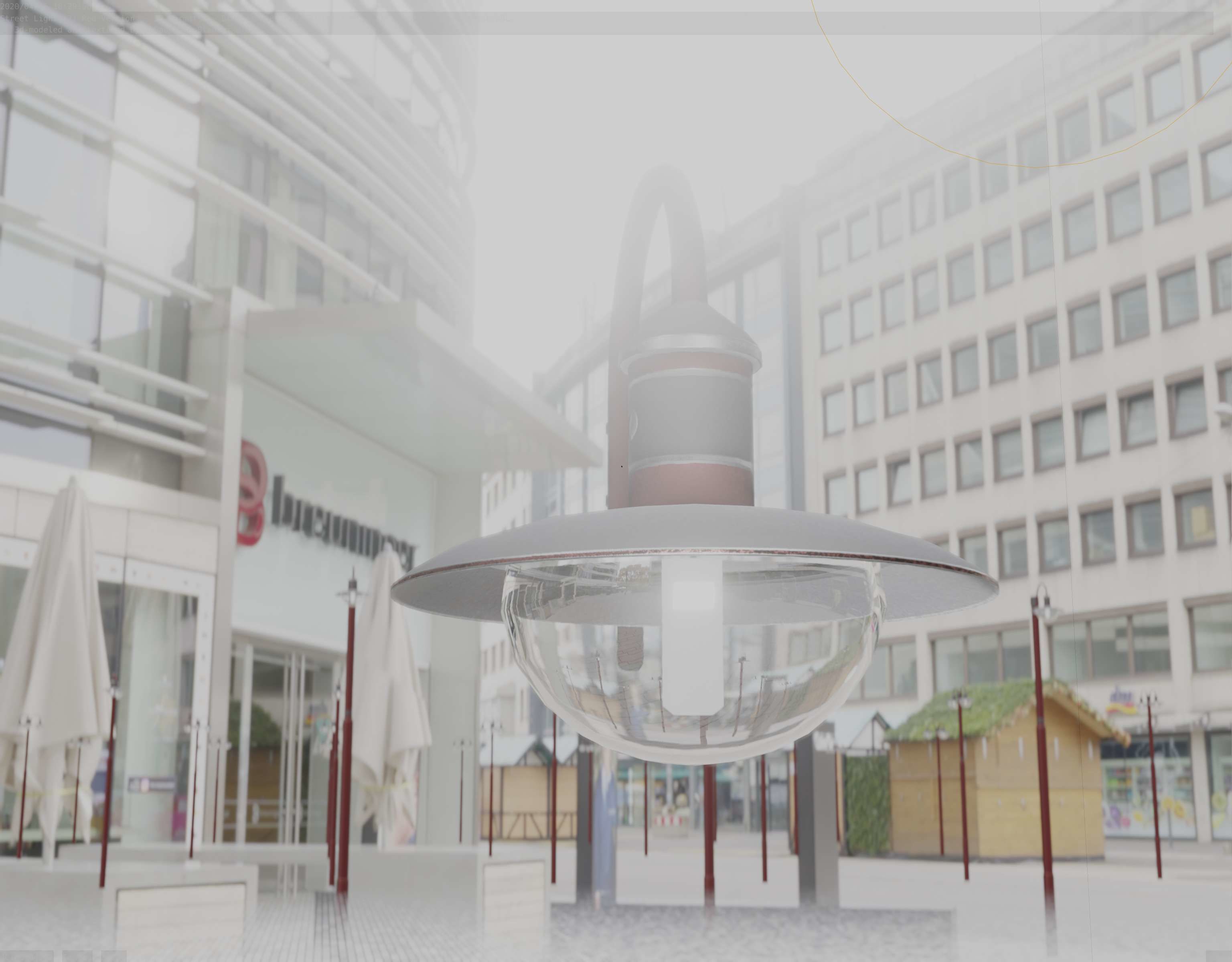  Street Light -7- Red Version - For Walls Low-poly 3D model_14