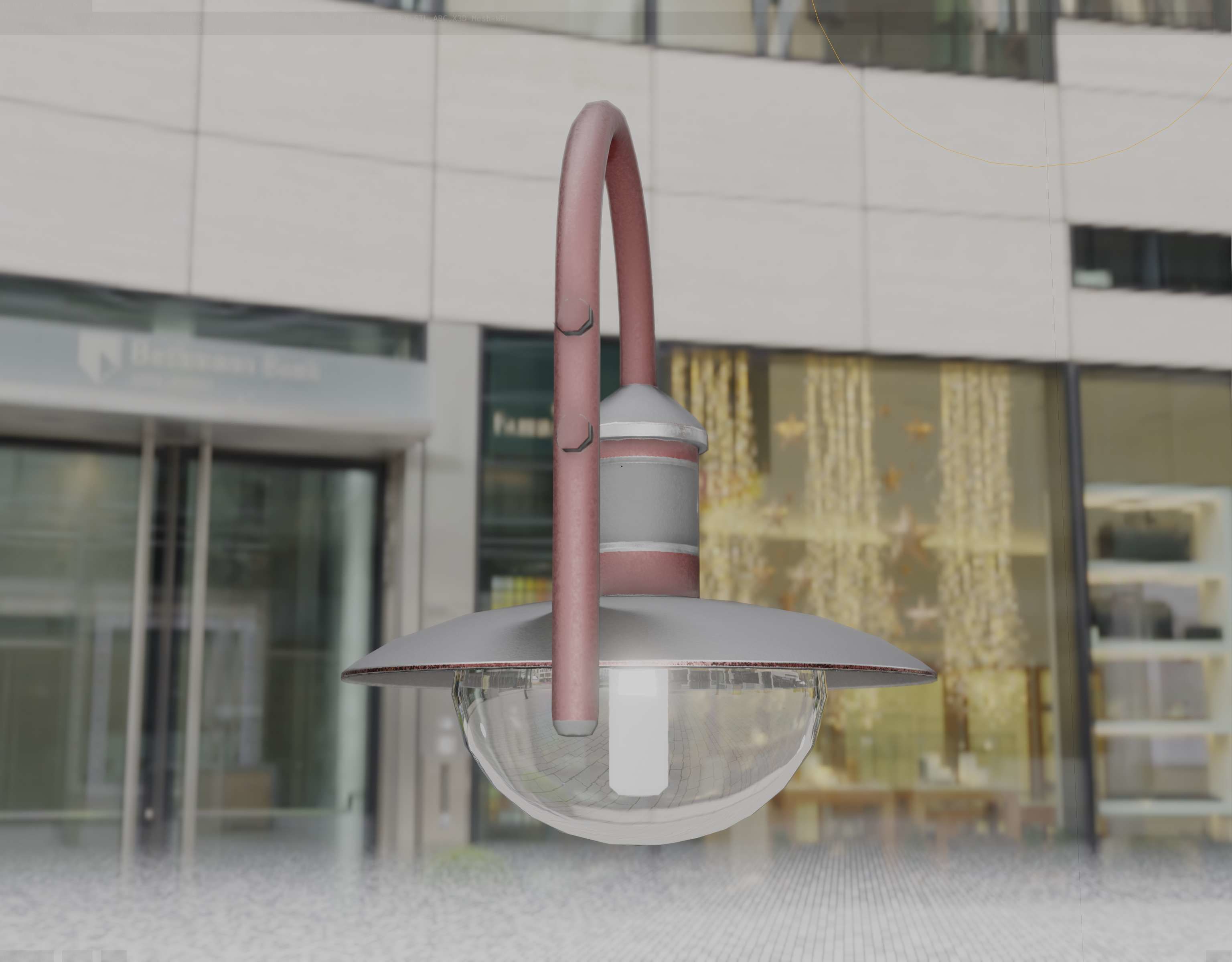  Street Light -7- Red Version - For Walls Low-poly 3D model_93