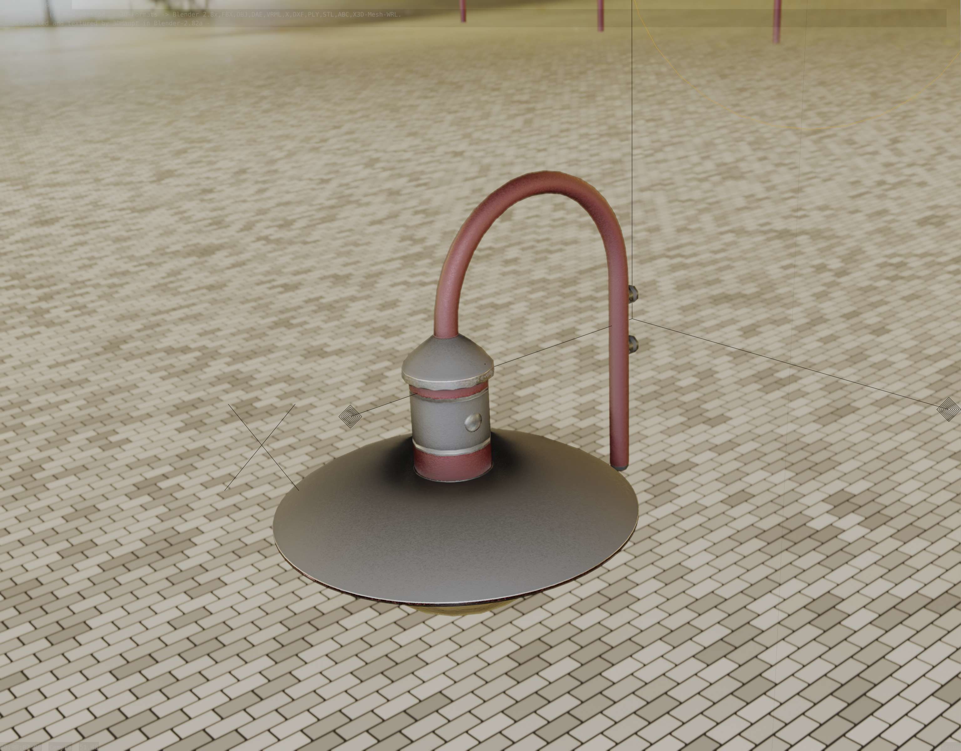  Street Light -7- Red Version - For Walls Low-poly 3D model_69