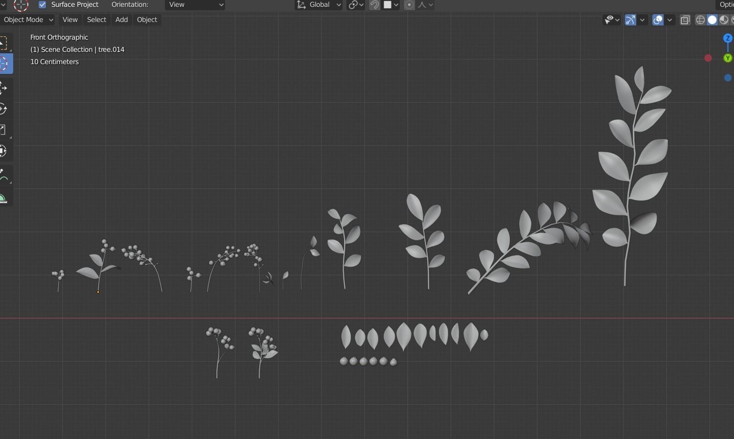 blue berry bushes component 3D model_9
