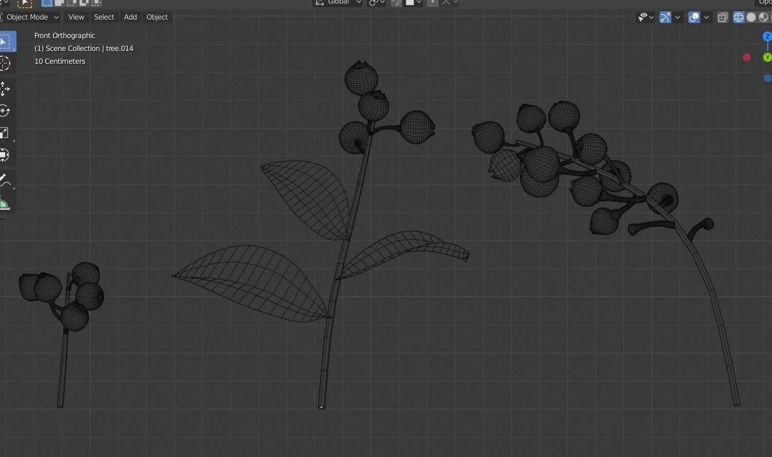 blue berry bushes component 3D model_11