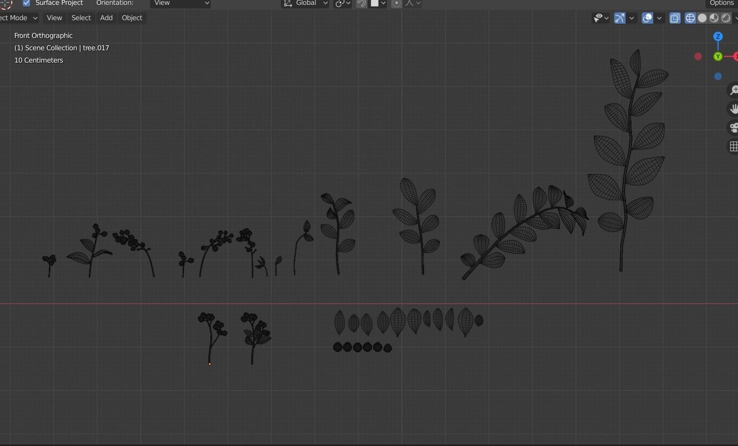 blue berry bushes component 3D model_10