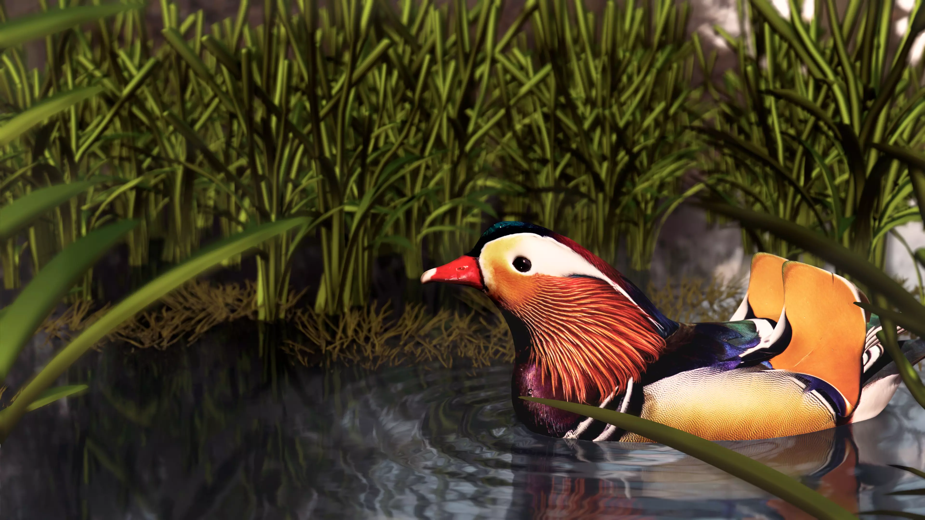 floating duck Low-poly 3D model_0