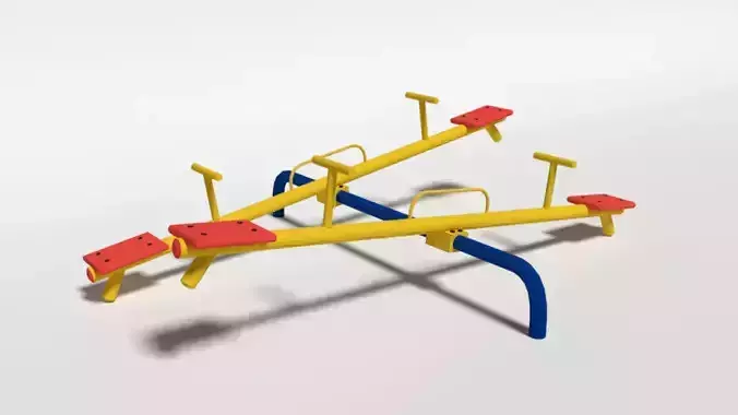 Low Poly Cartoon Playground Seesaw