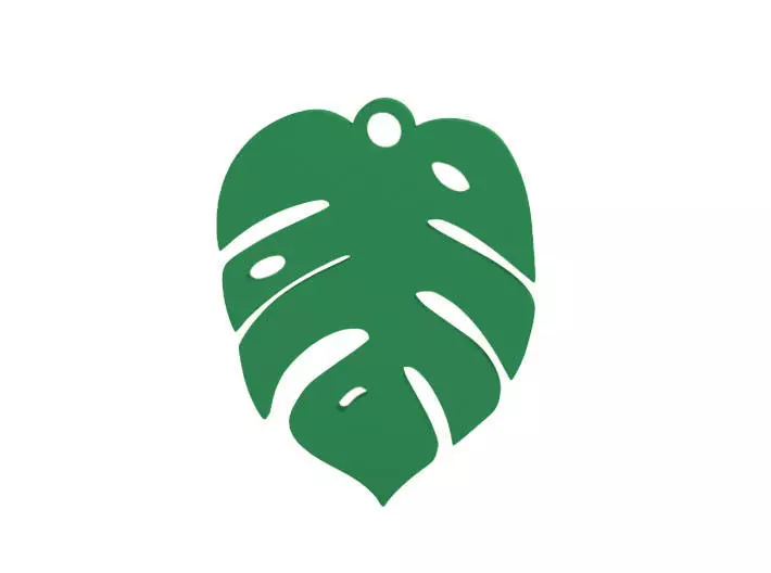 Earring monstera leaf pendant 3D print model_0
