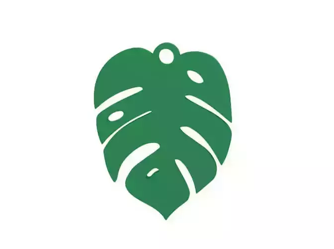 Earring monstera leaf pendant 3D print model
