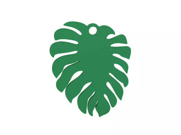 Earring monstera leaf charm 3D print model_0