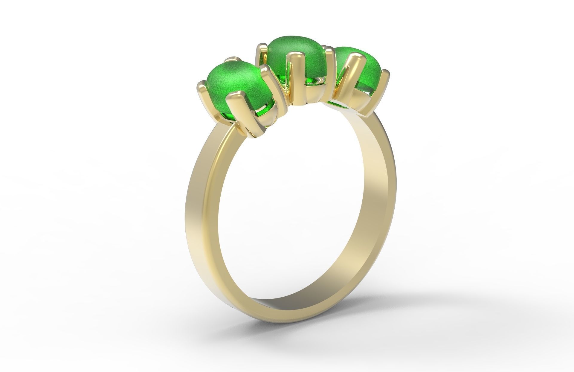 Ring with cabochon gems 3D print model_2
