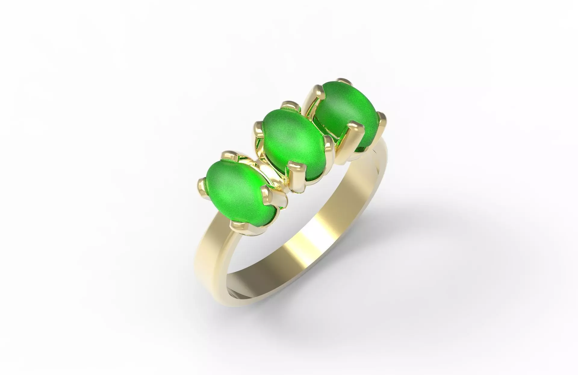 Ring with cabochon gems 3D print model_0