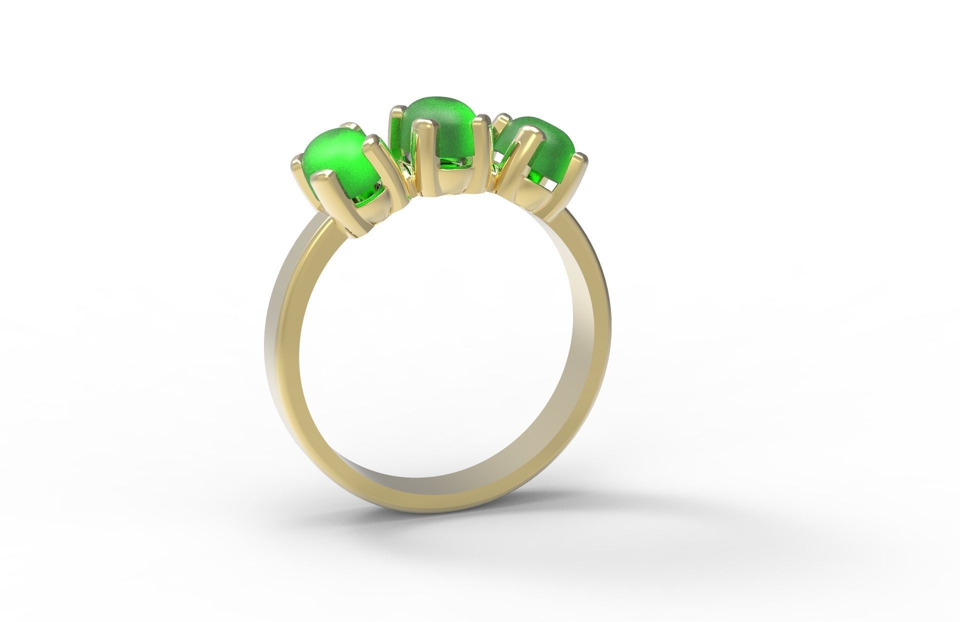 Ring with cabochon gems 3D print model_1