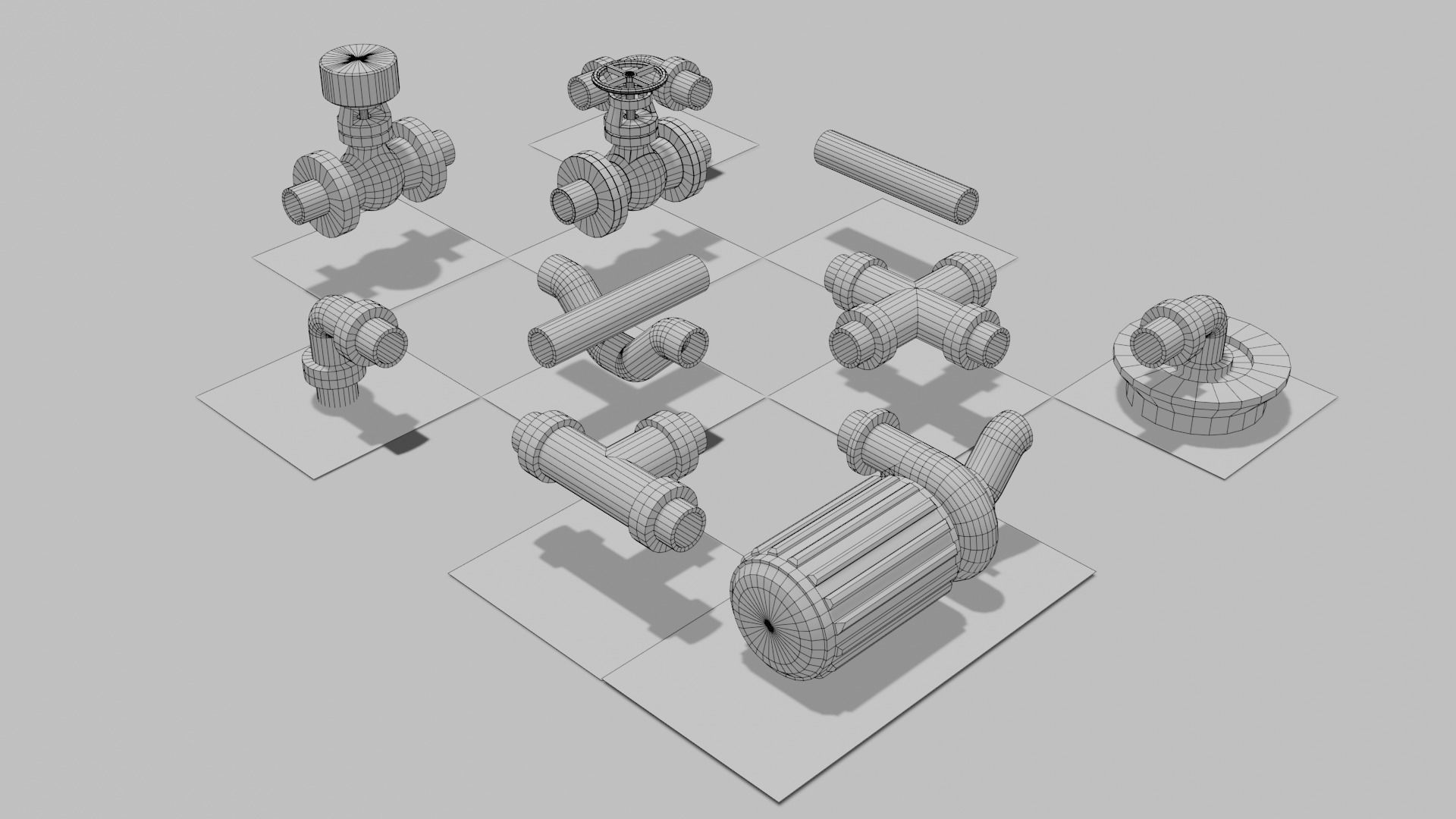 Seamless Tiled Water Facility Objects Low-poly 3D model_9