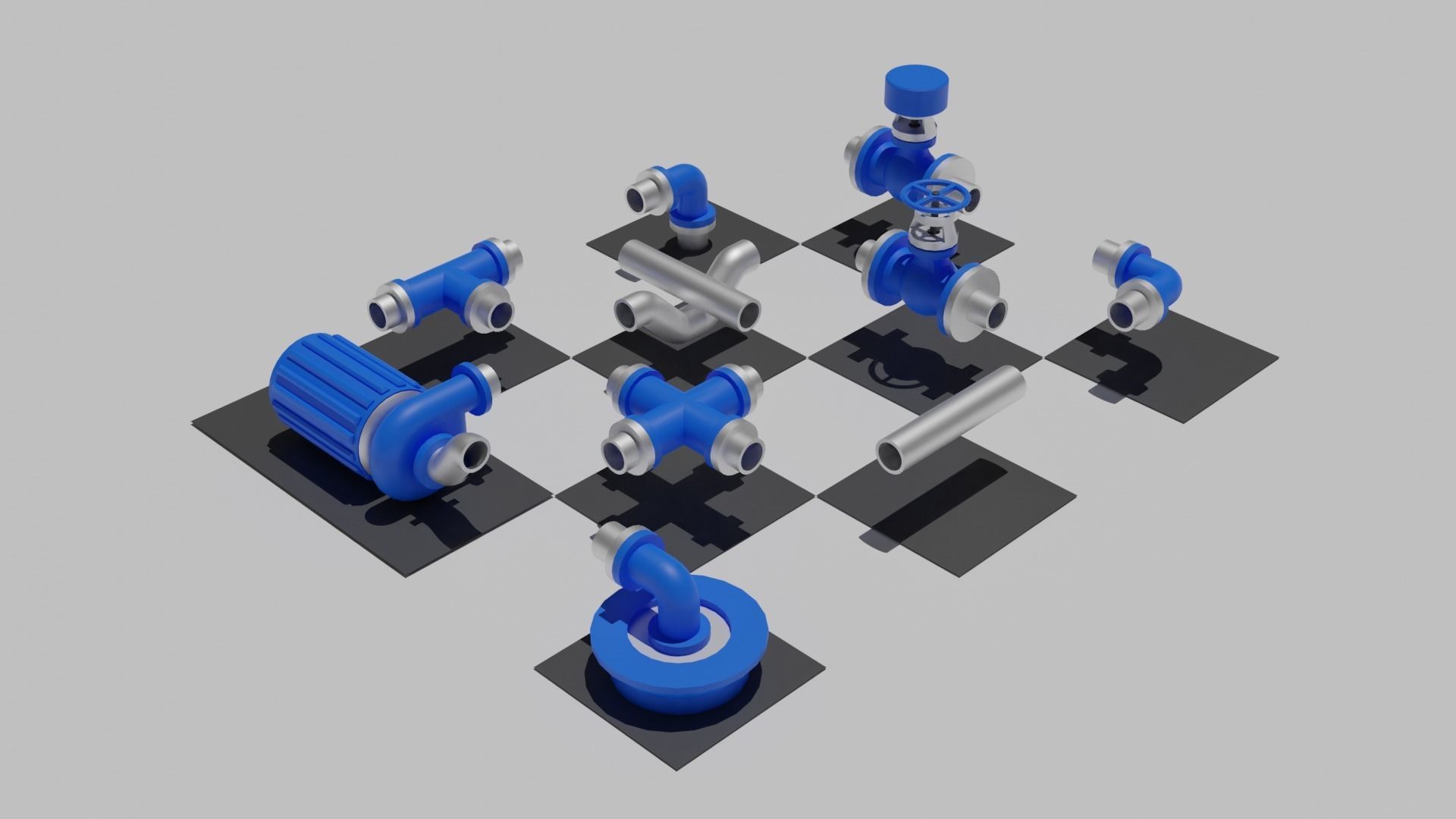 Seamless Tiled Water Facility Objects Low-poly 3D model_2