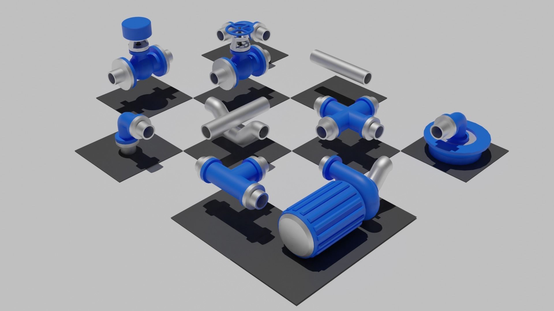 Seamless Tiled Water Facility Objects Low-poly 3D model_5