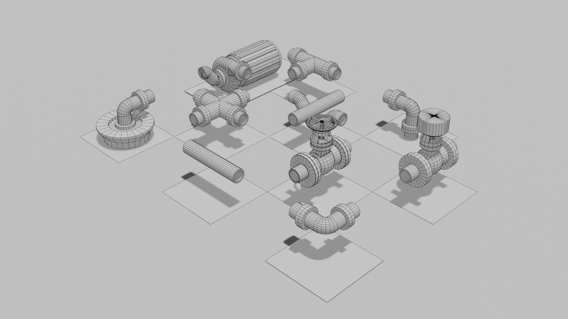 Seamless Tiled Water Facility Objects Low-poly 3D model_7