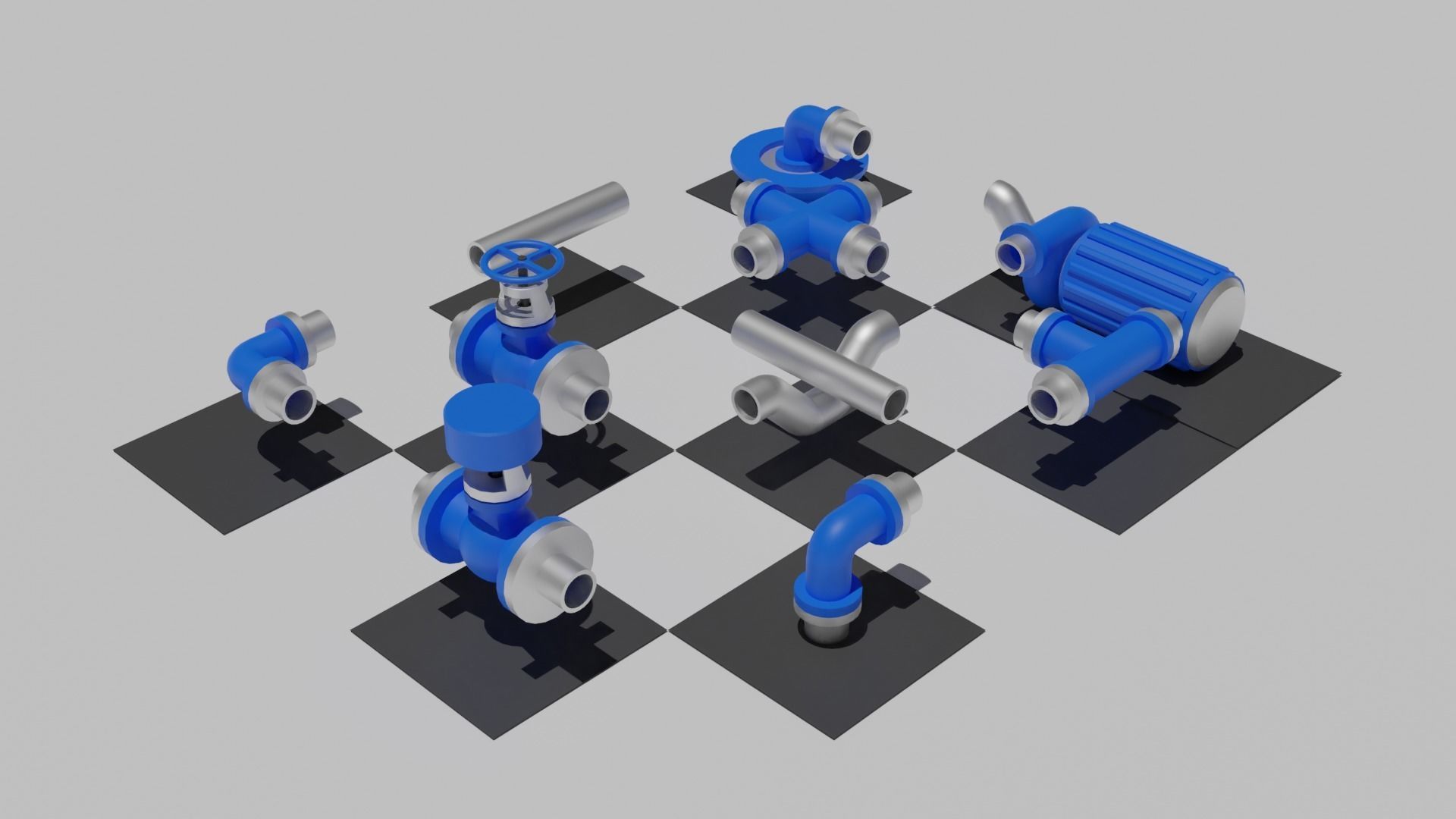 Seamless Tiled Water Facility Objects Low-poly 3D model_4