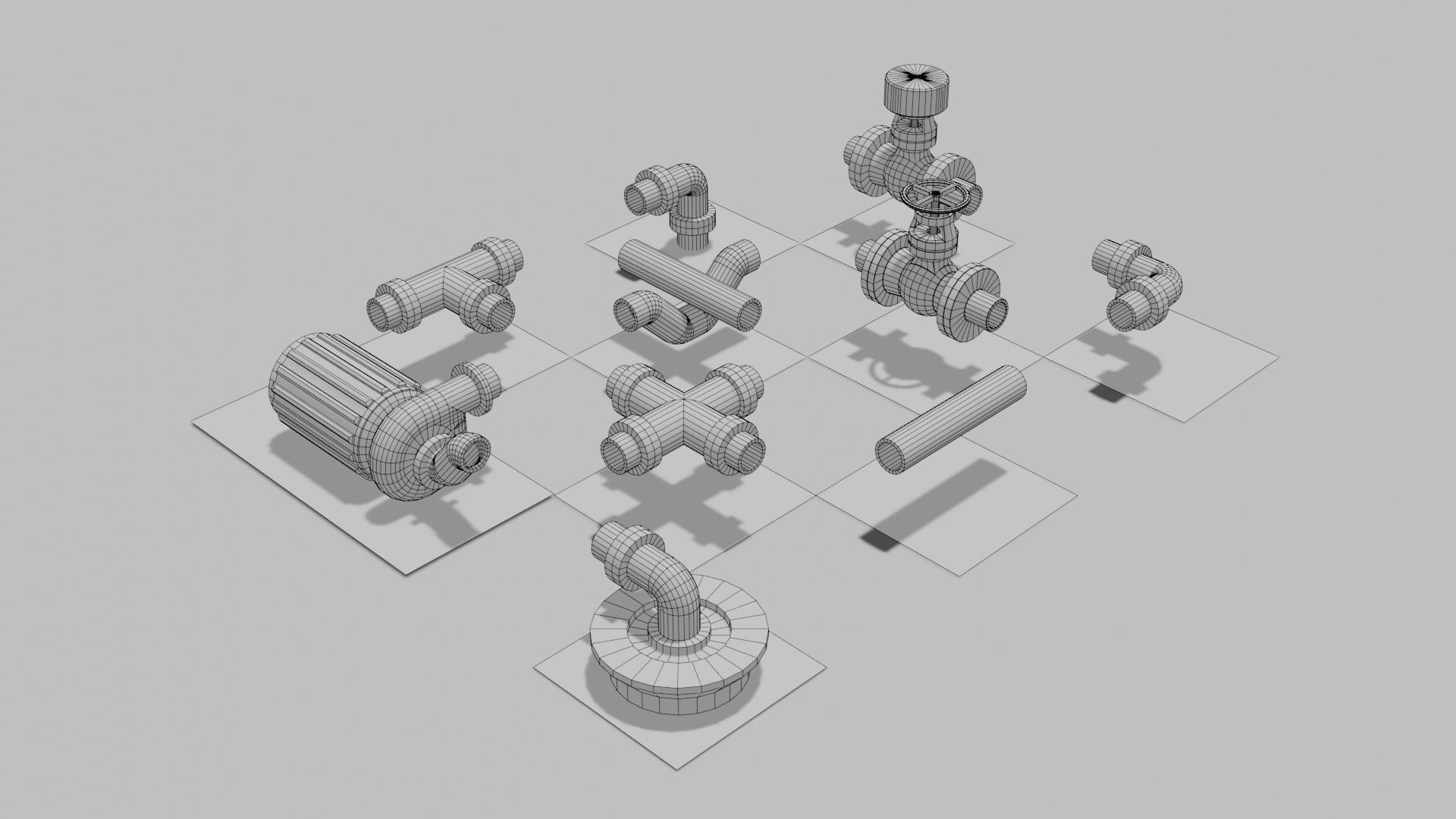 Seamless Tiled Water Facility Objects Low-poly 3D model_6