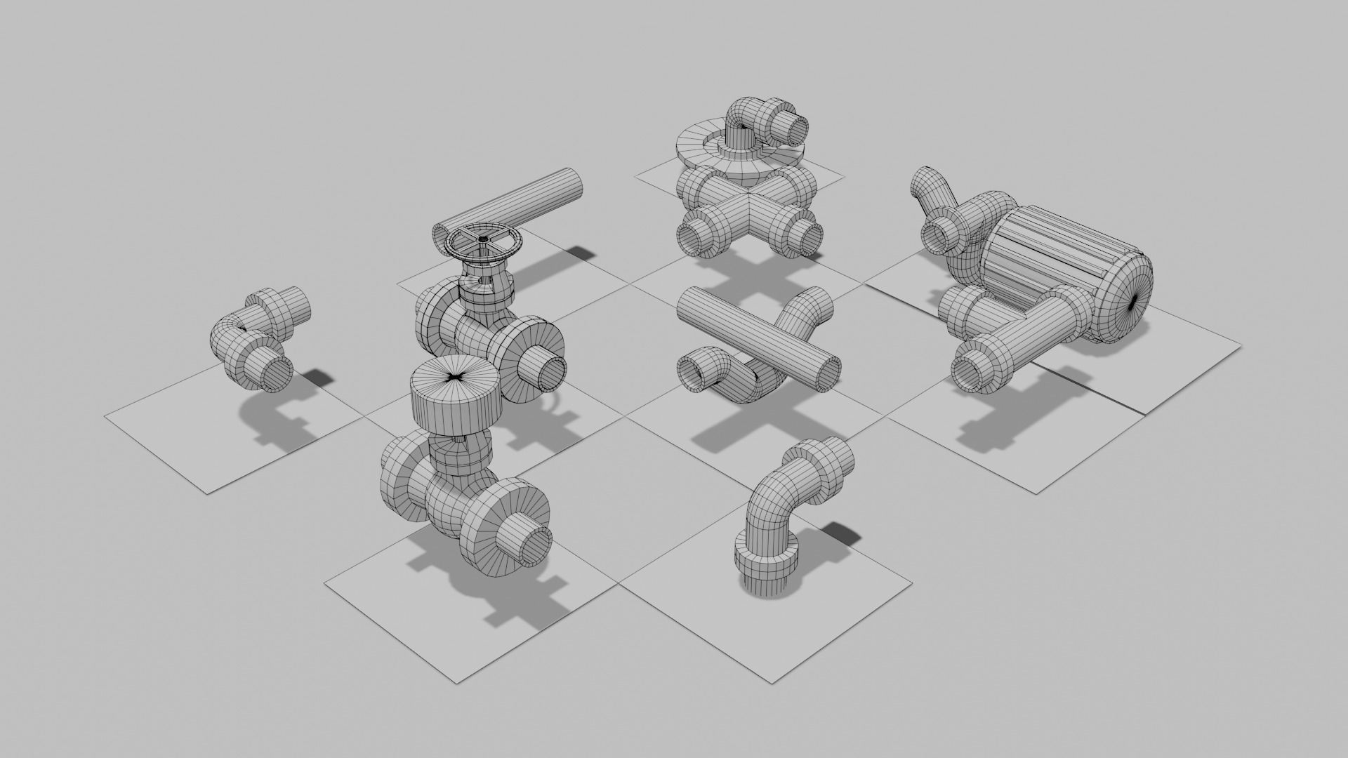 Seamless Tiled Water Facility Objects Low-poly 3D model_8