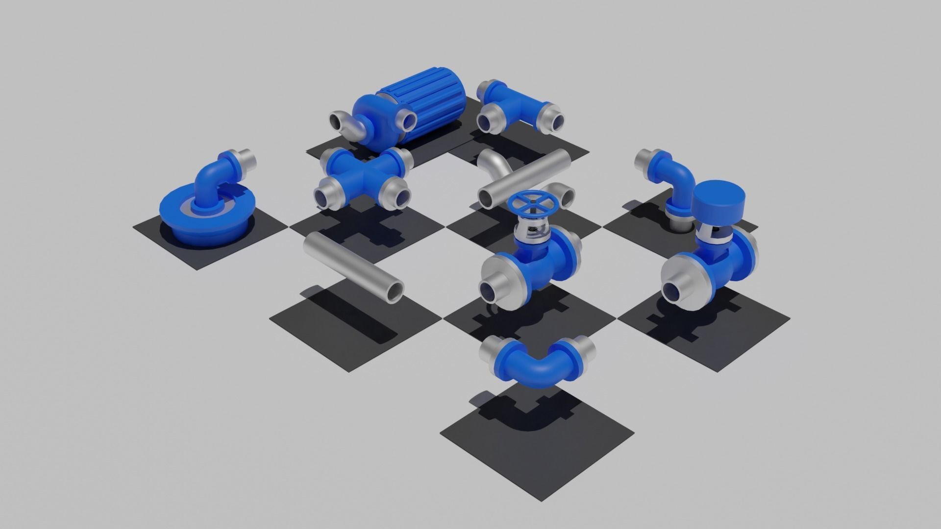 Seamless Tiled Water Facility Objects Low-poly 3D model_3