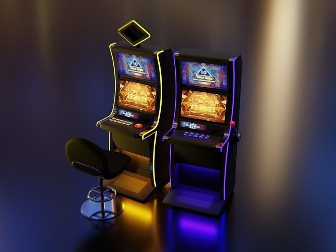 Slot Machines with Casino chair  3D model