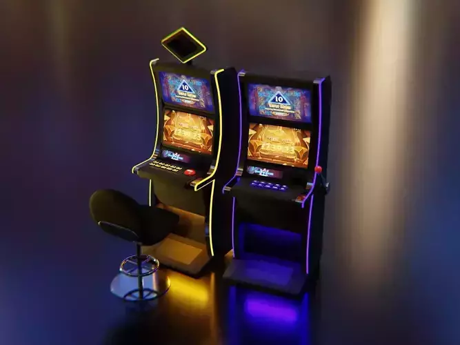 Slot Machines with Casino chair  3D model