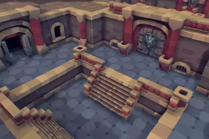 Modular Dungeon Set - Proto Series Low-poly 3D model